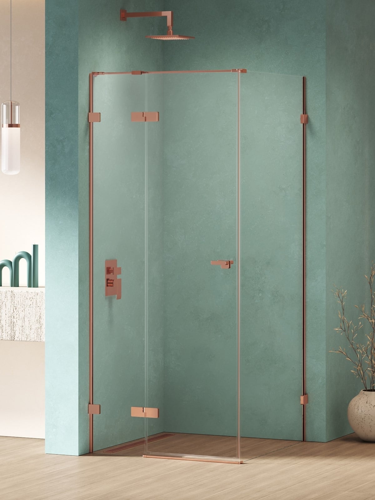 New Trendy Eventa Copper Shine zuhanykabin 120x110 cm négyszögletes réz fényes/átlátszó üveg EXK-6398