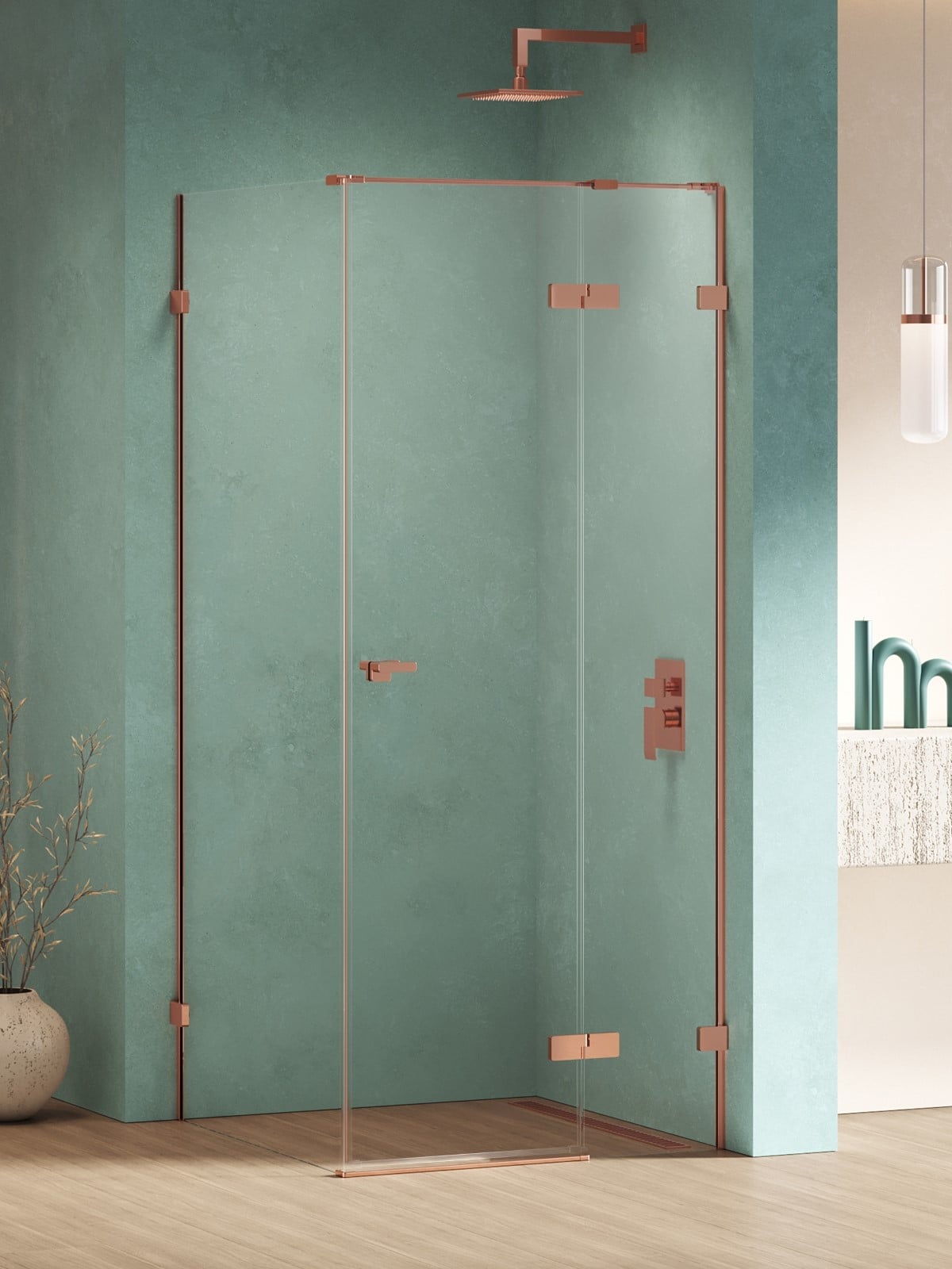 New Trendy Eventa Copper Shine zuhanykabin 90x90 cm négyzet réz fényes/átlátszó üveg EXK-6408