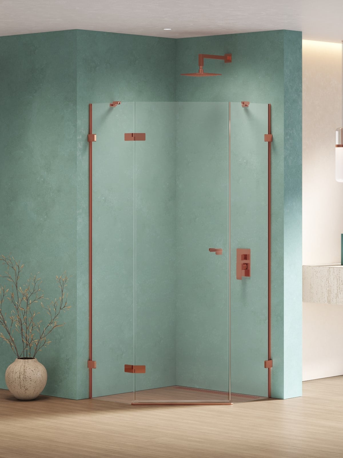 New Trendy Eventa Copper Shine zuhanykabin 90x90 cm réz fényes/átlátszó üveg EXK-6515