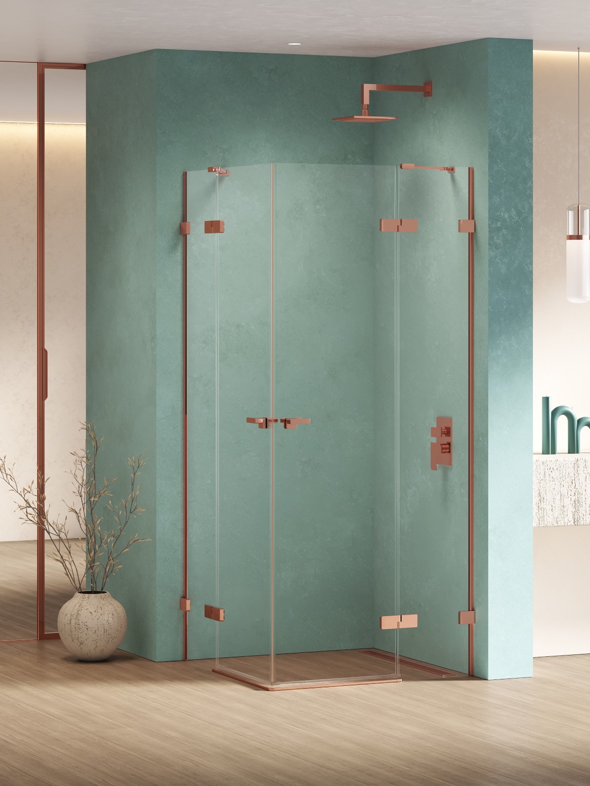 New Trendy Eventa Copper Shine zuhanykabin 110x90 cm négyszögletes réz fényes/átlátszó üveg EXK-6438