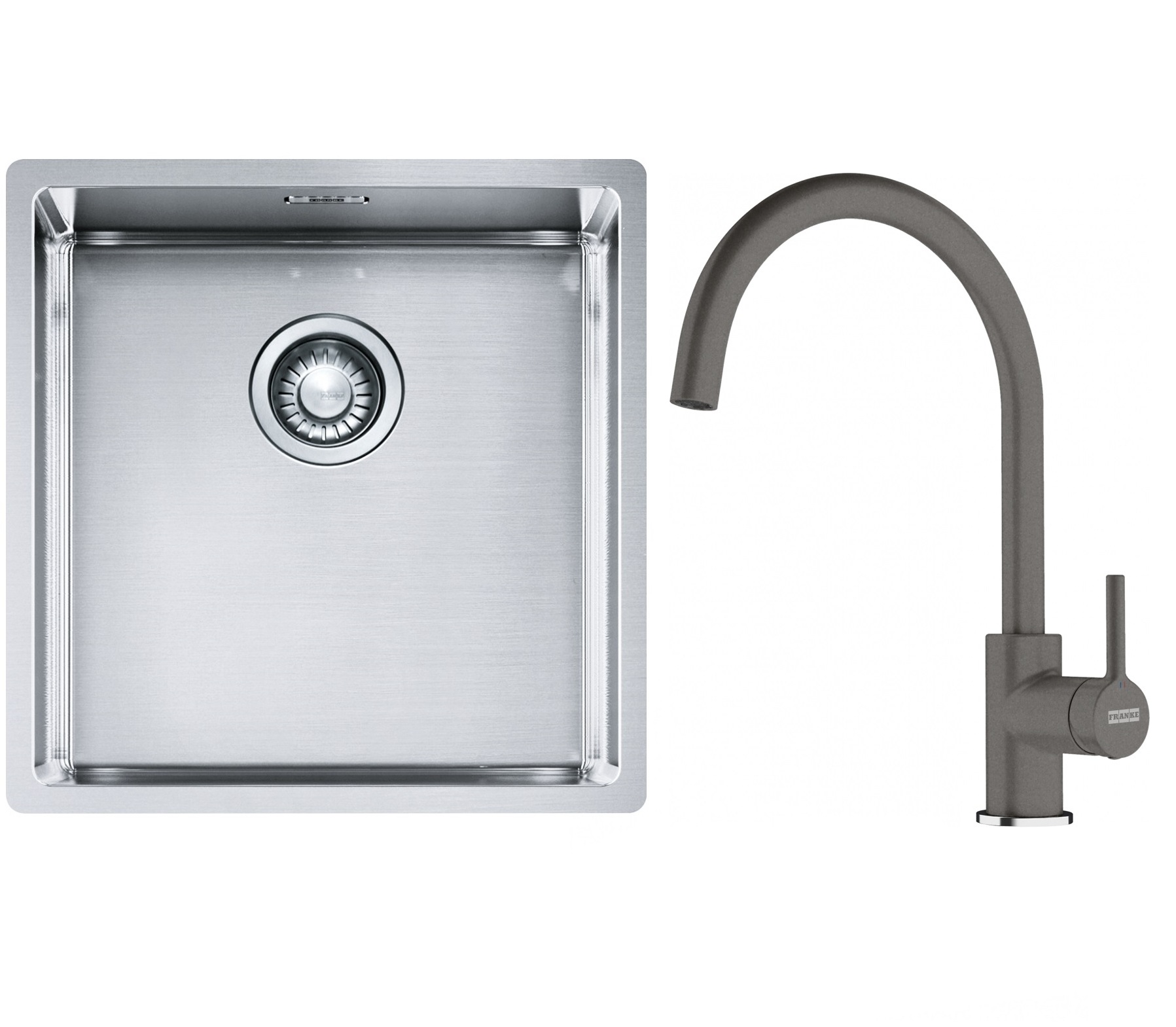 Készlet acél mosogató Franke Box 127.0453.654, konyhai csaptelep Franke Lina 115.0626.022