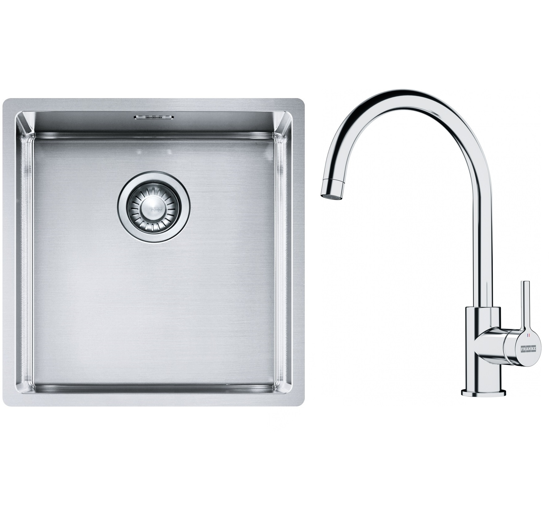 Készlet acél mosogató Franke Box 127.0453.654, konyhai csaptelep Franke Lina 115.0693.228