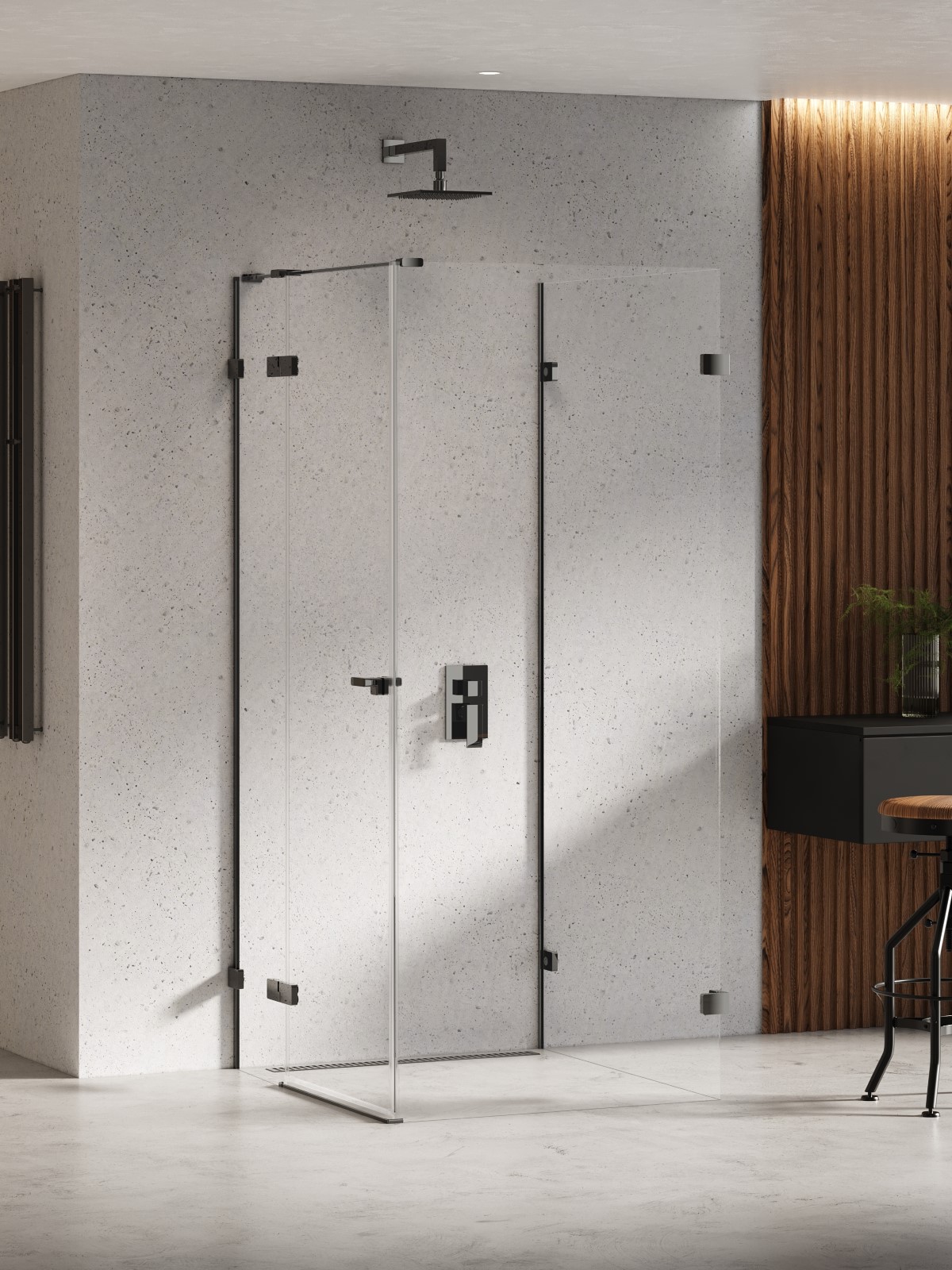 New Trendy Eventa Black Chrome zuhanykabin 90x80 cm négyszögletes fekete fényes/átlátszó üveg EXK-6274