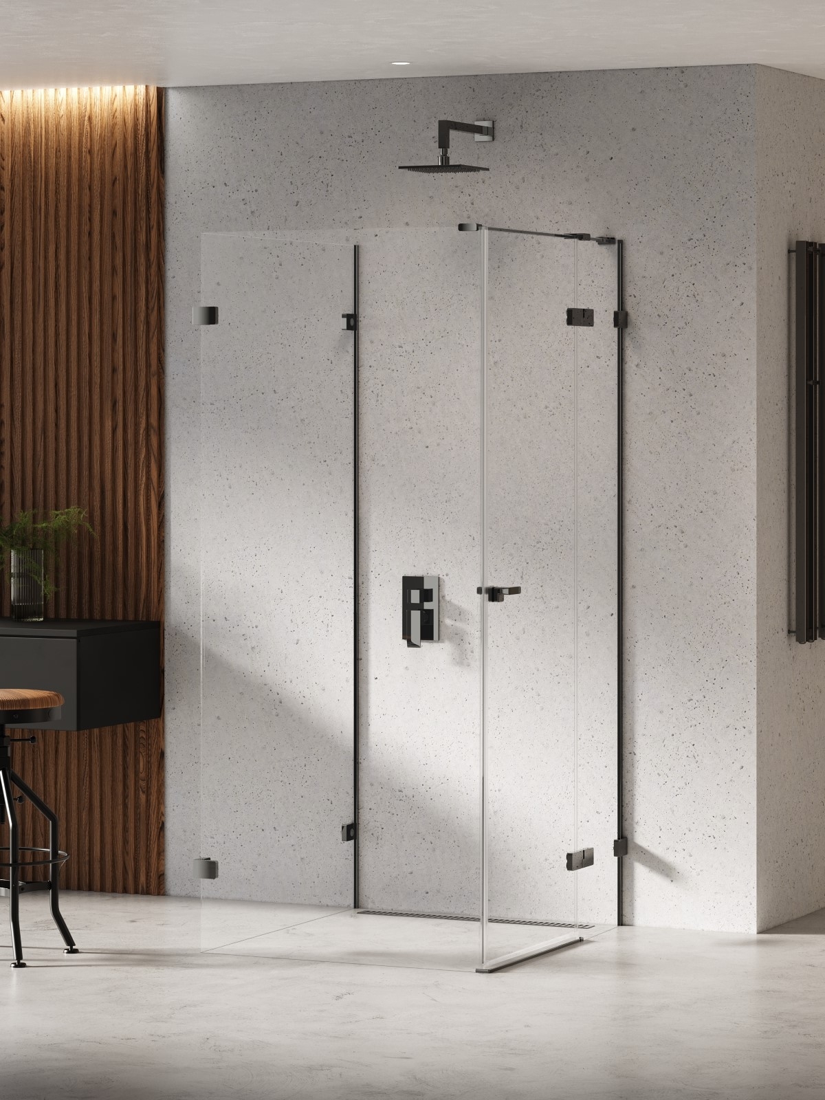 New Trendy Eventa Black Chrome zuhanykabin 100x90 cm négyszögletes fekete fényes/átlátszó üveg EXK-6283