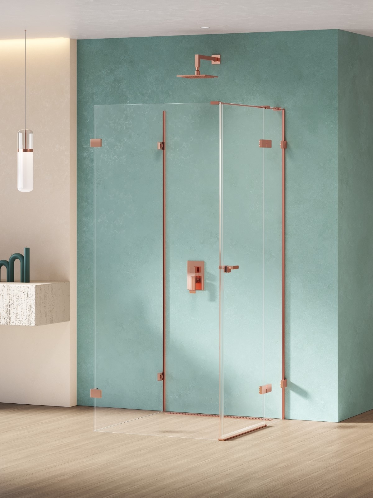 New Trendy Eventa Copper Shine zuhanykabin 100x80 cm négyszögletes réz fényes/átlátszó üveg EXK-6502