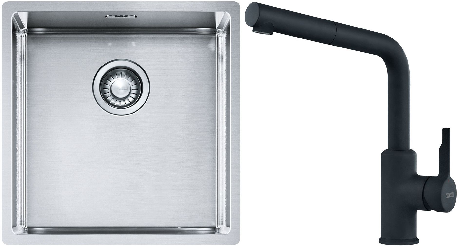 Készlet acél mosogató Franke Box 127.0453.654, konyhai csaptelep Franke Urban 115.0627.523