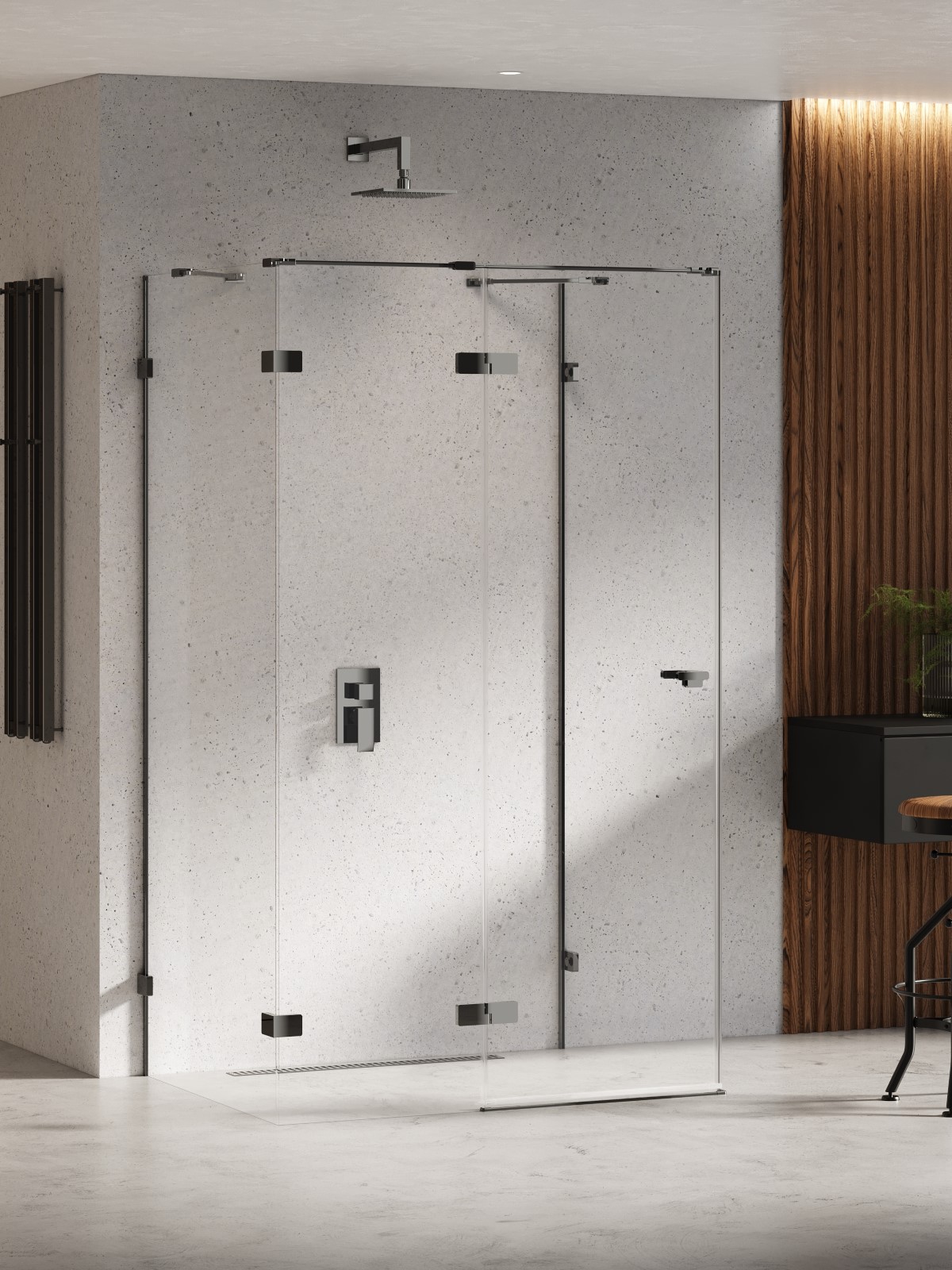 New Trendy Eventa Black Chrome zuhanykabin 120x80 cm négyszögletes fekete fényes/átlátszó üveg EXK-6266