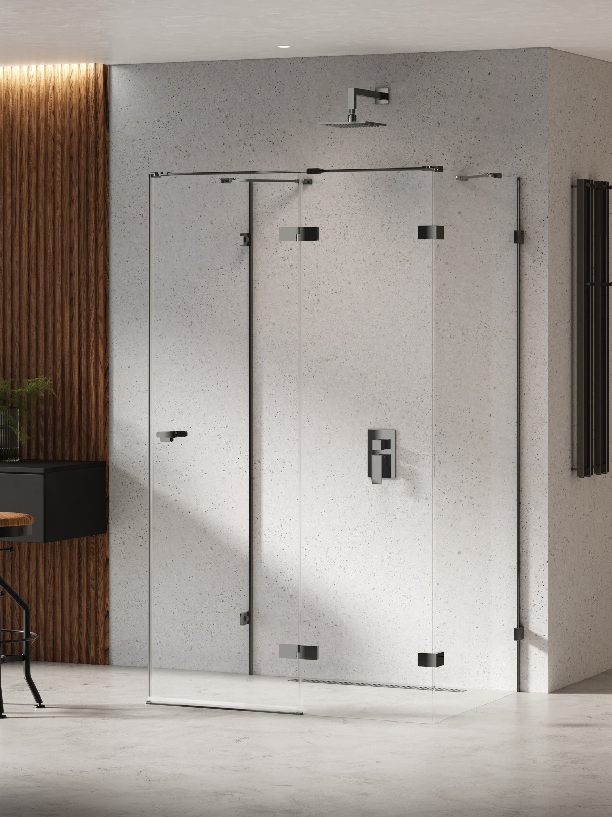 New Trendy Eventa Black Chrome zuhanykabin 120x90 cm négyszögletes fekete fényes/átlátszó üveg EXK-6269