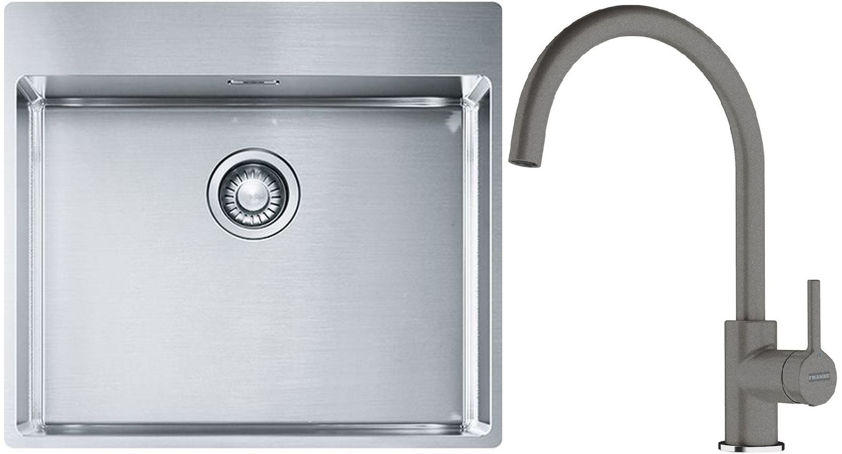 Készlet acél mosogató Franke Box 127.0369.295, konyhai csaptelep Franke Lina 115.0626.022