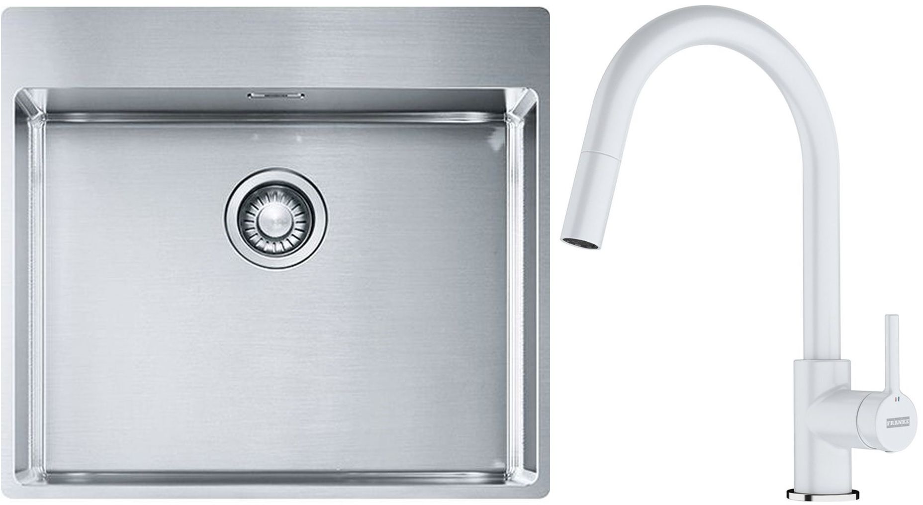 Készlet acél mosogató Franke Box 127.0369.295, konyhai csaptelep Franke Lina 115.0626.081