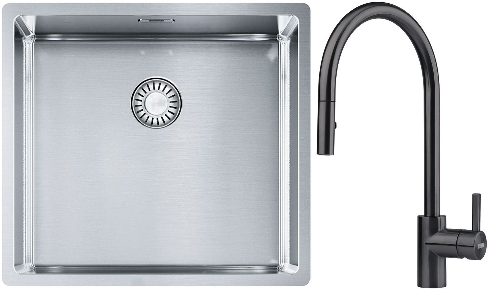 Készlet acél mosogató Franke Box 127.0453.655, konyhai csaptelep Franke Eos 115.0613.671