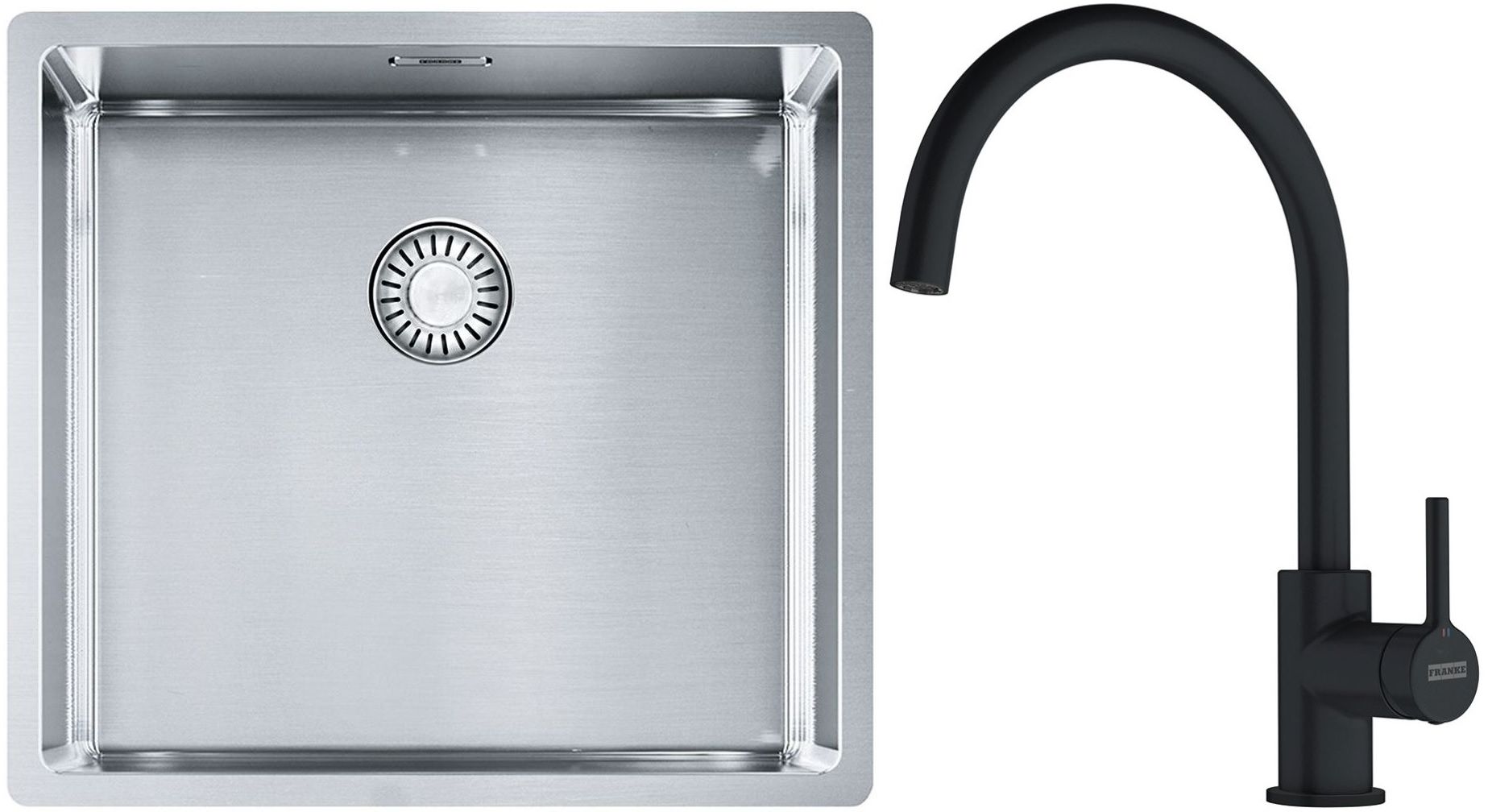 Készlet acél mosogató Franke Box 127.0453.655, konyhai csaptelep Franke Lina 115.0626.019