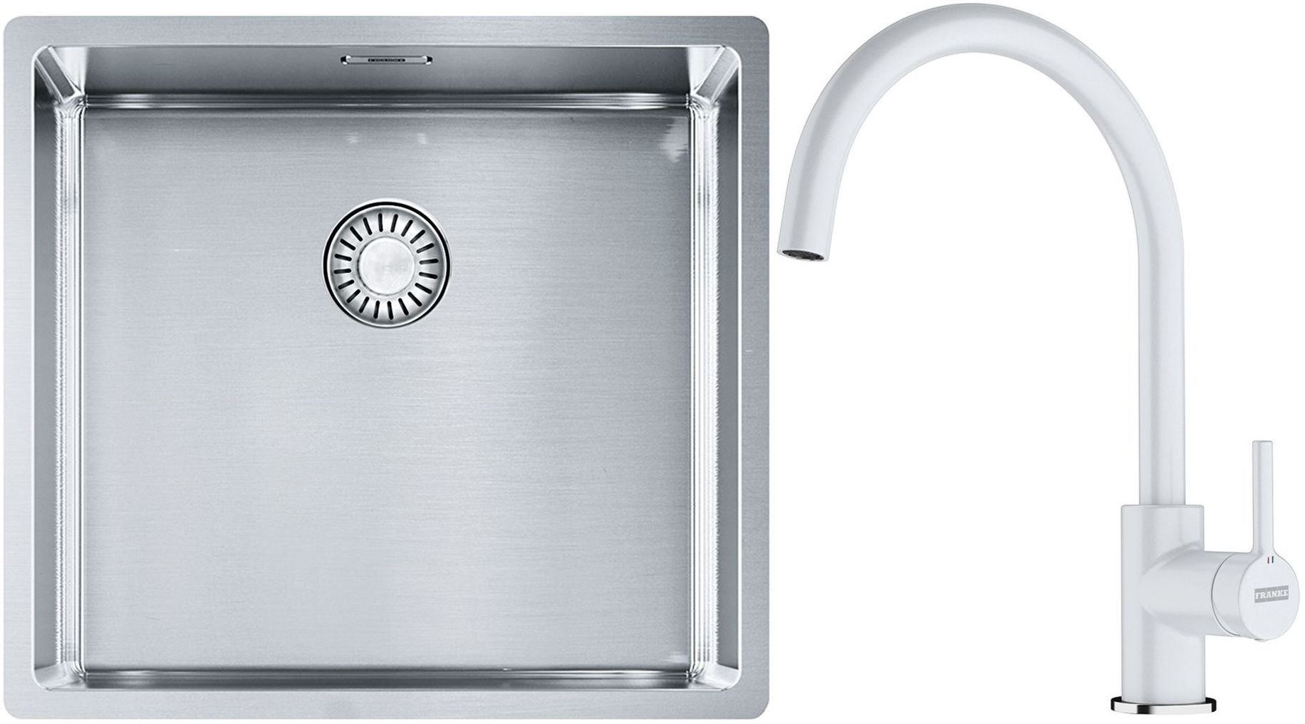 Készlet acél mosogató Franke Box 127.0453.655, konyhai csaptelep Franke Lina 115.0626.024