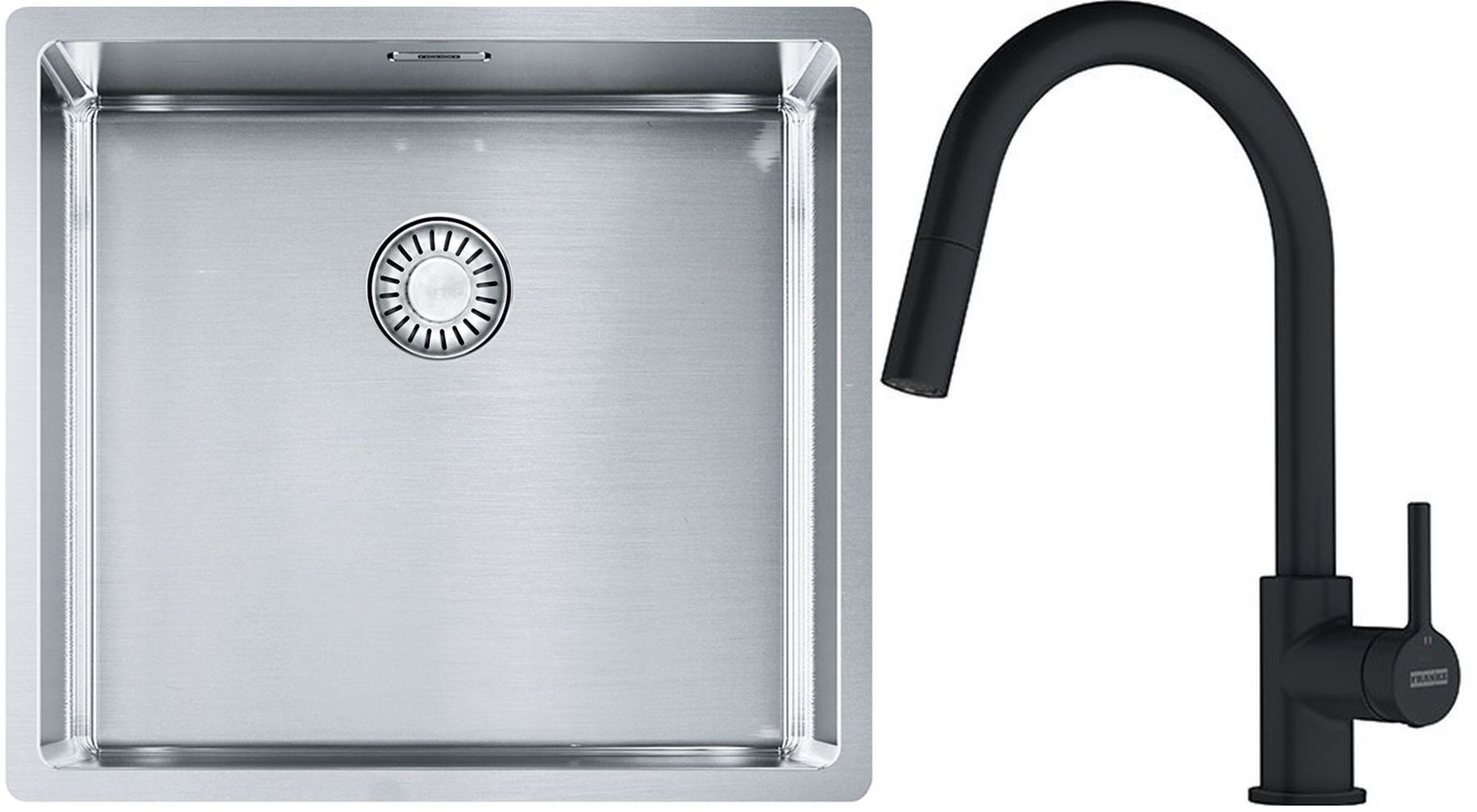 Készlet acél mosogató Franke Box 127.0453.655, konyhai csaptelep Franke Lina 115.0626.053