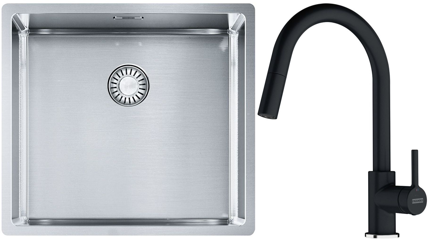 Készlet acél mosogató Franke Box 127.0453.655, konyhai csaptelep Franke Lina 115.0626.055