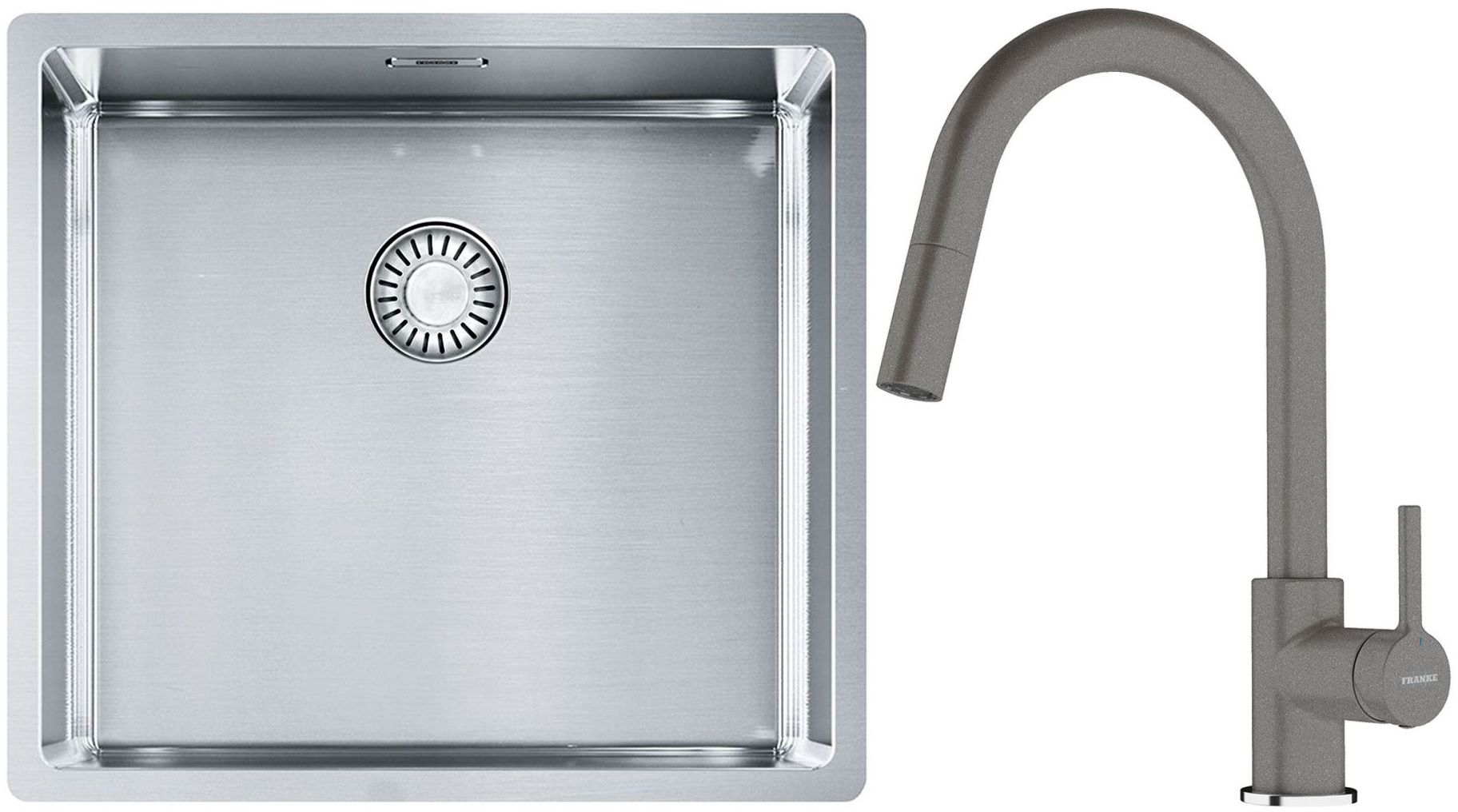 Készlet acél mosogató Franke Box 127.0453.655, konyhai csaptelep Franke Lina 115.0626.057