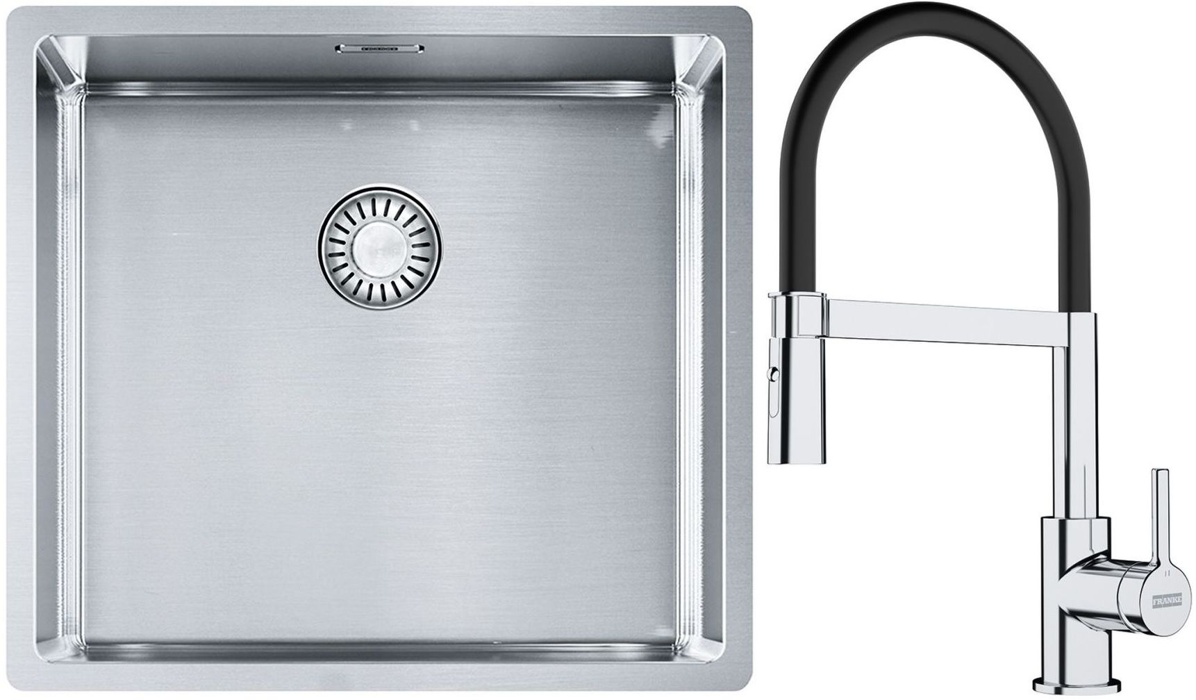 Készlet acél mosogató Franke Box 127.0453.655, konyhai csaptelep Franke Lina 115.0626.085