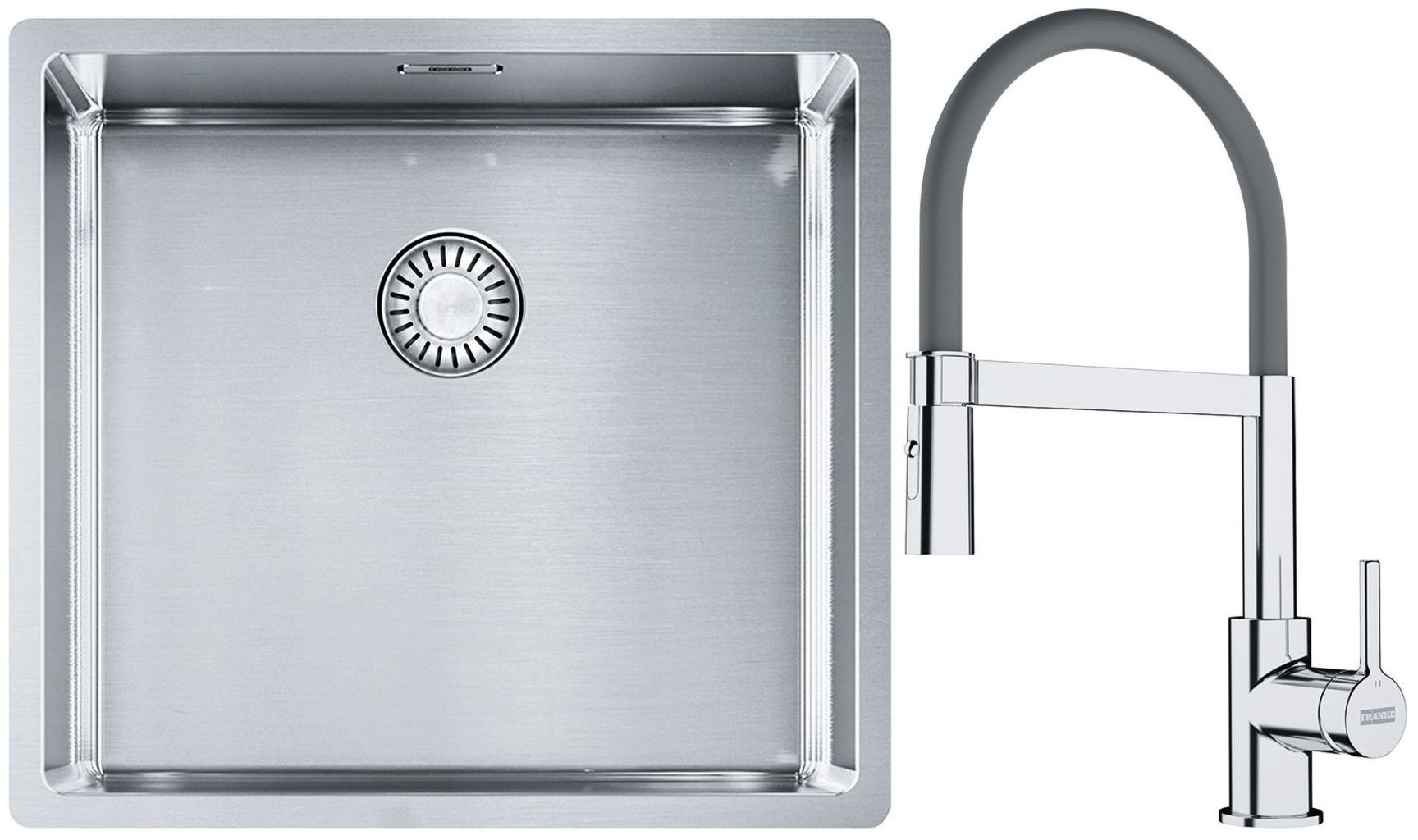 Készlet acél mosogató Franke Box 127.0453.655, konyhai csaptelep Franke Lina 115.0626.087