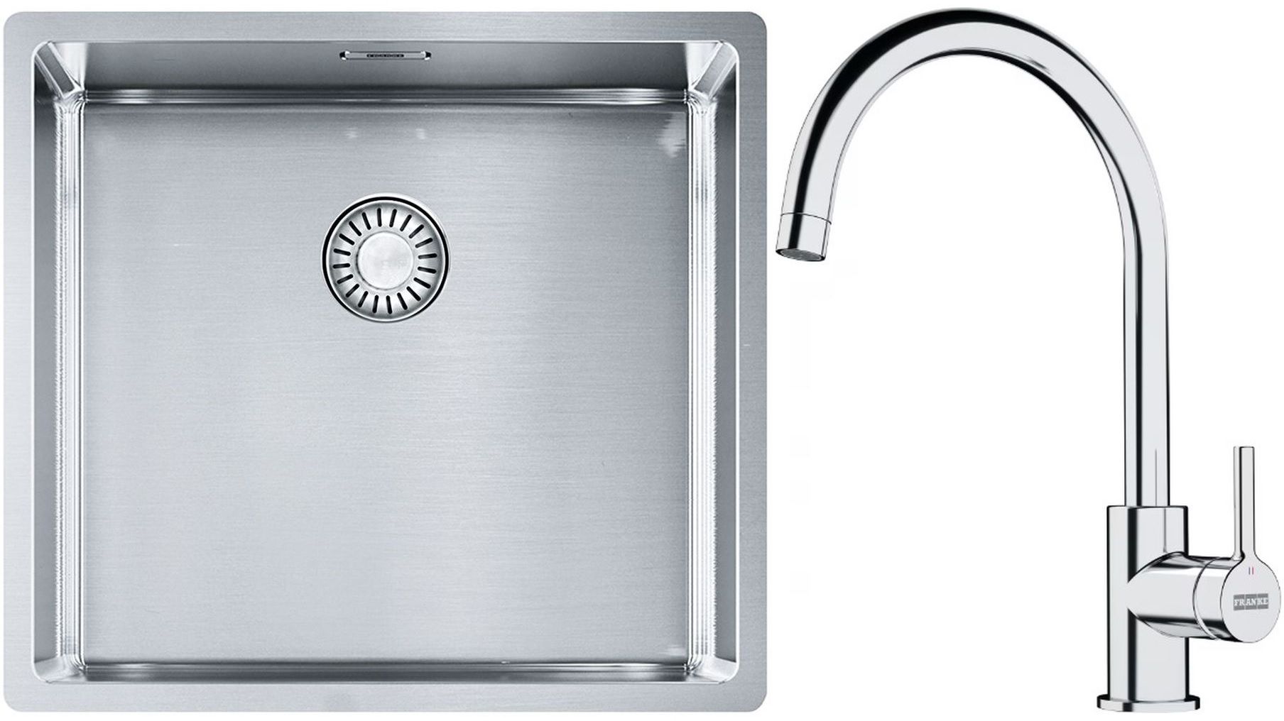 Készlet acél mosogató Franke Box 127.0453.655, konyhai csaptelep Franke Lina 115.0693.228