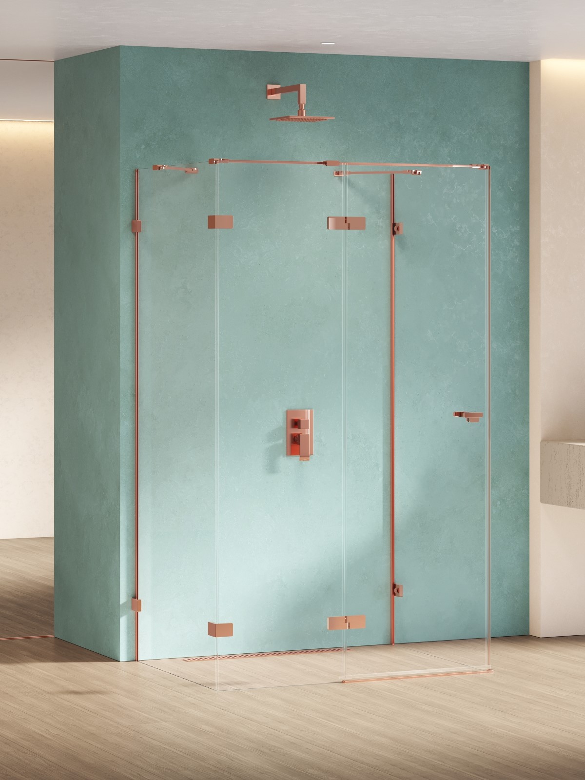 New Trendy Eventa Copper Shine zuhanykabin 100x90 cm négyszögletes réz fényes/átlátszó üveg EXK-6483