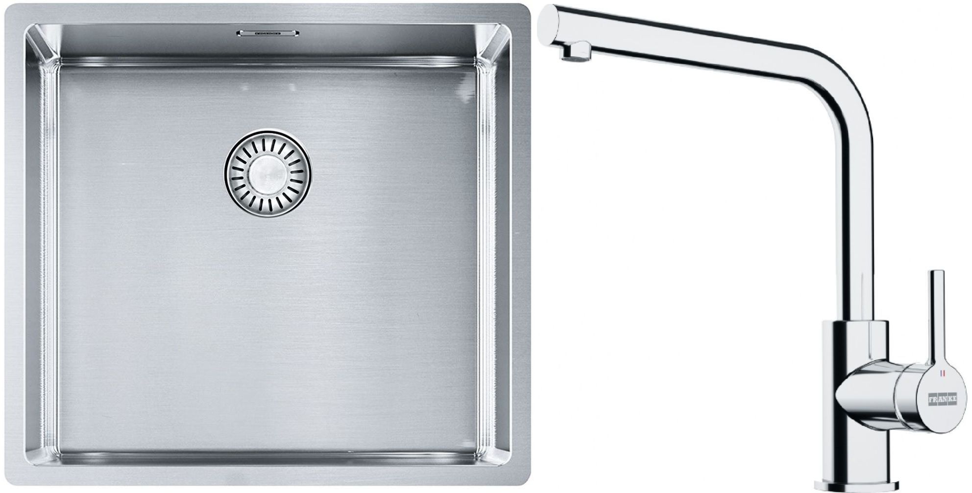 Készlet acél mosogató Franke Box 127.0453.655, konyhai csaptelep Franke Lina 115.0693.230