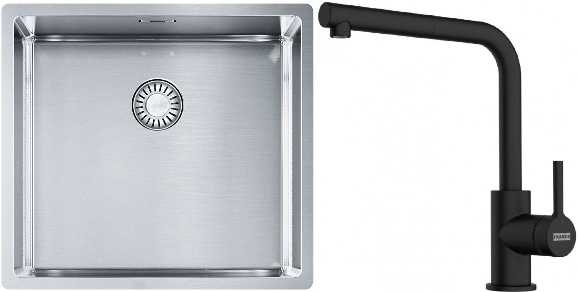Készlet acél mosogató Franke Box 127.0453.655, konyhai csaptelep Franke Lina 115.0712.435