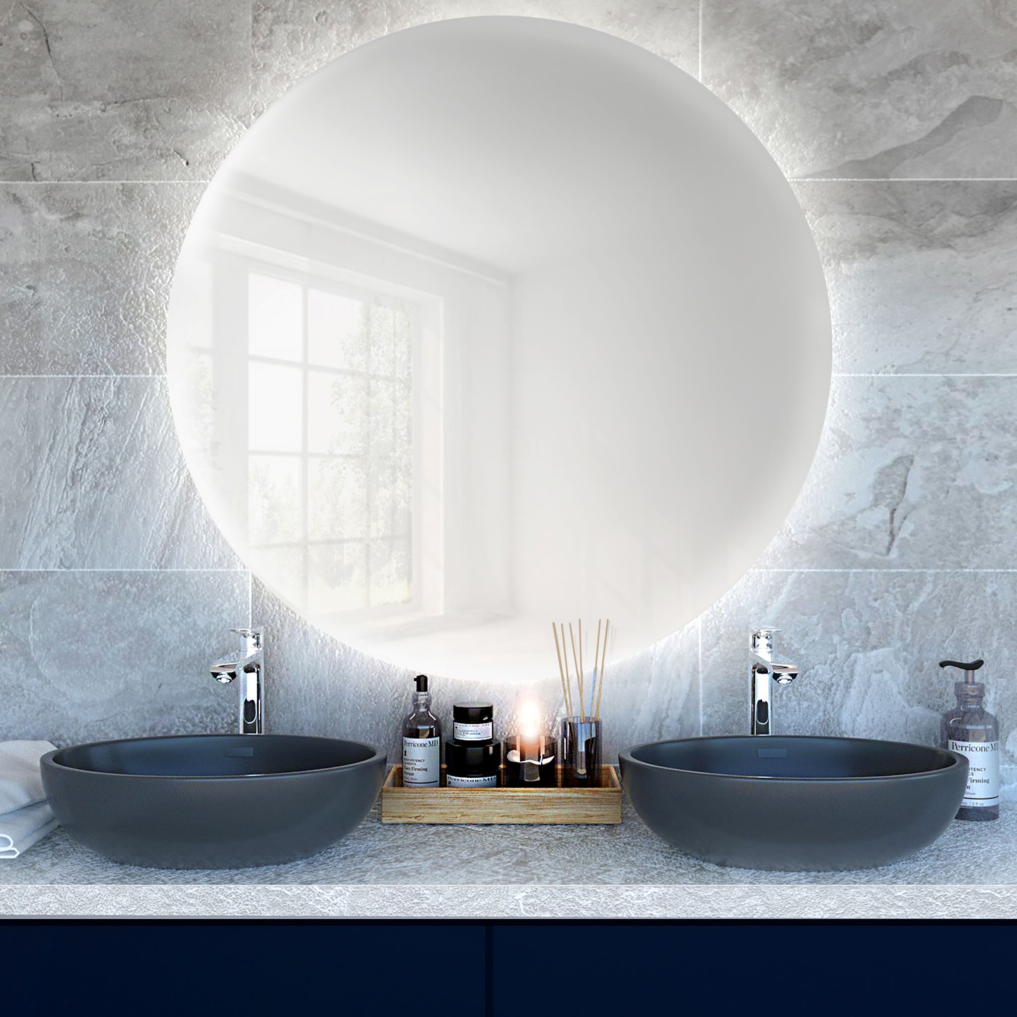 Baltica Design Bright tükör 70x70 cm kerek világítással 5904107913551