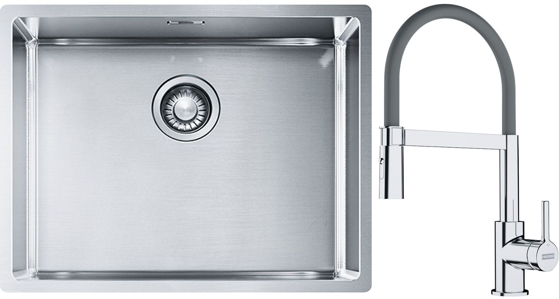Készlet acél mosogató Franke Box 127.0453.660, konyhai csaptelep Franke Lina 115.0626.087