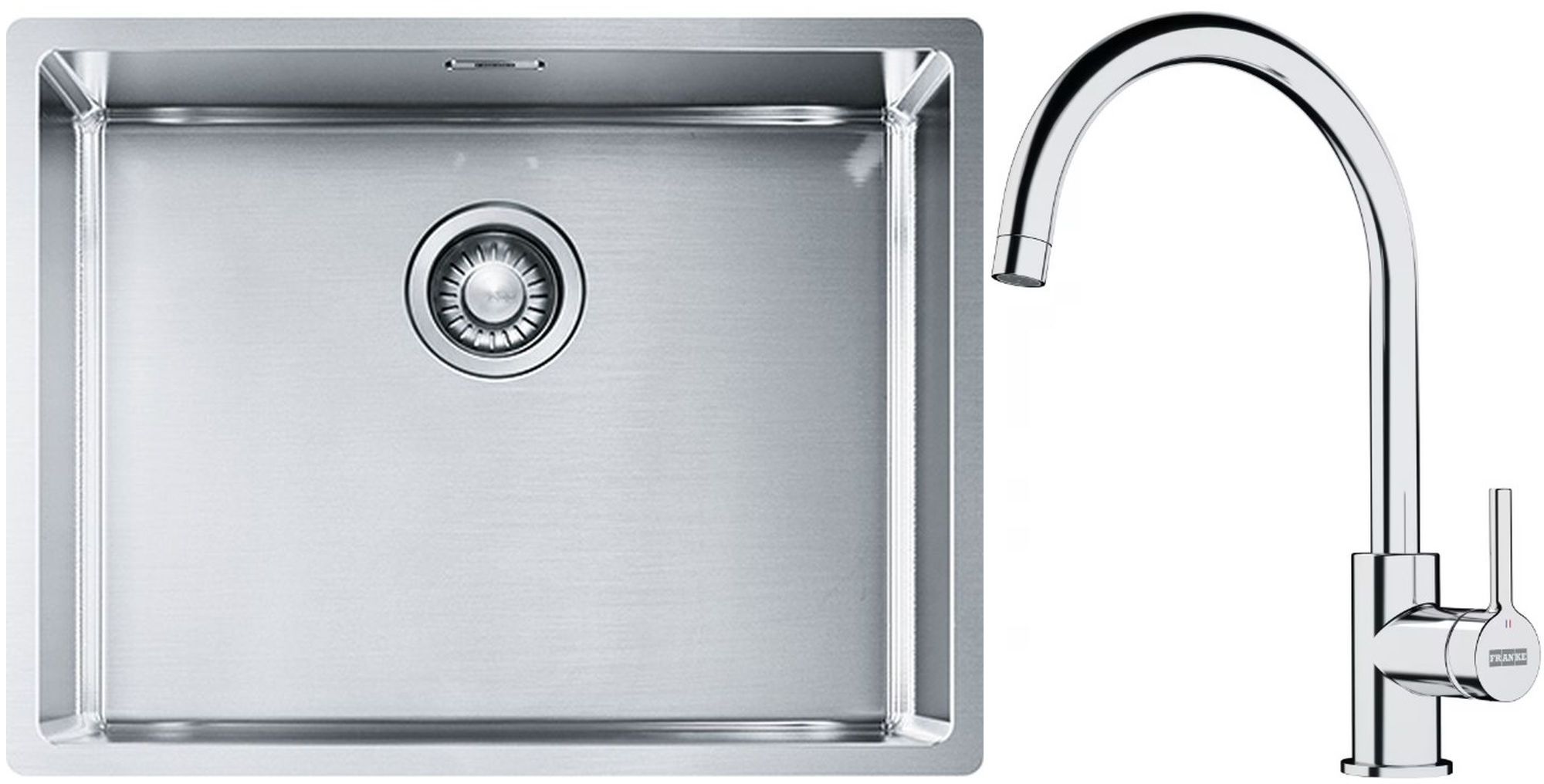 Készlet acél mosogató Franke Box 127.0453.660, konyhai csaptelep Franke Lina 115.0693.228