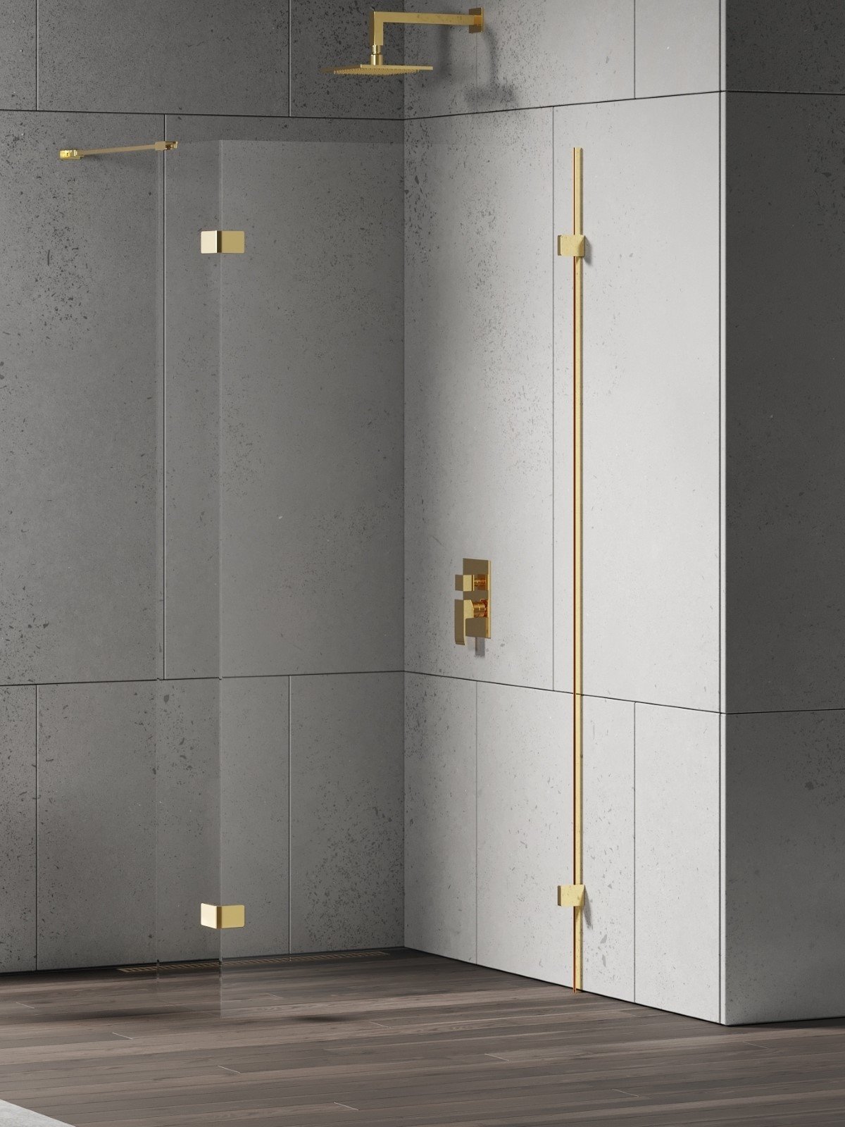 New Trendy Eventa Gold Shine zuhanykabin fal walk-in 80 cm arany fényes/átlátszó üveg EXK-4851