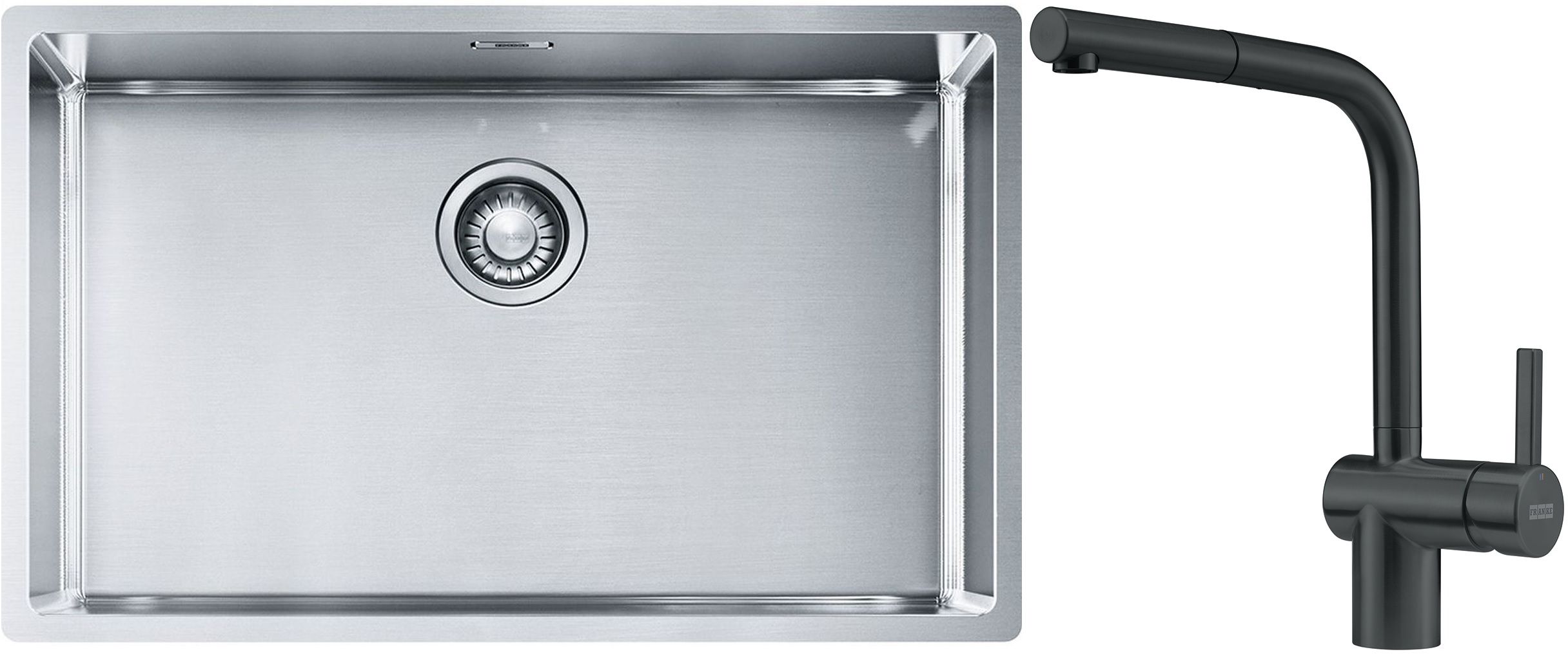 Készlet acél mosogató Franke Box 127.0453.658, konyhai csaptelep Franke Atlas 115.0550.427
