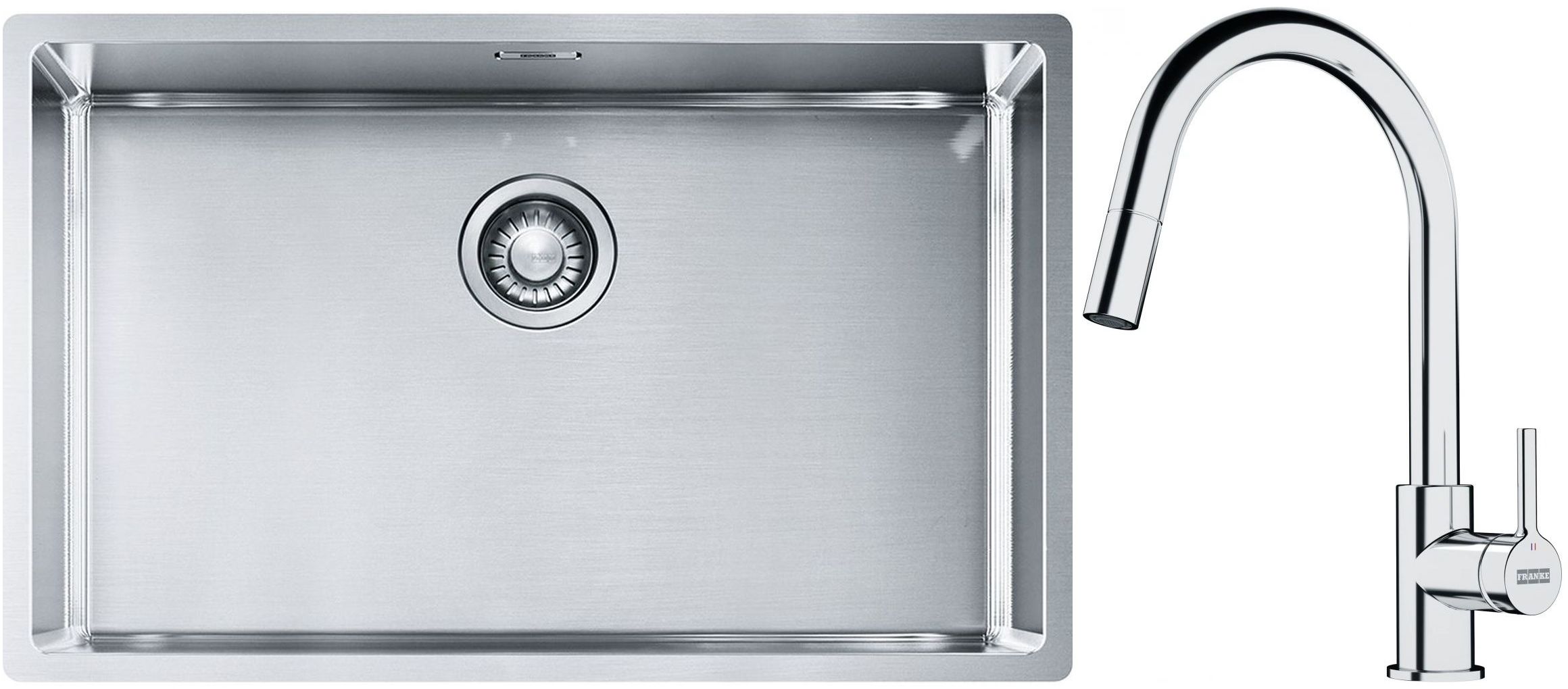 Készlet acél mosogató Franke Box 127.0453.658, konyhai csaptelep Franke Lina 115.0693.229