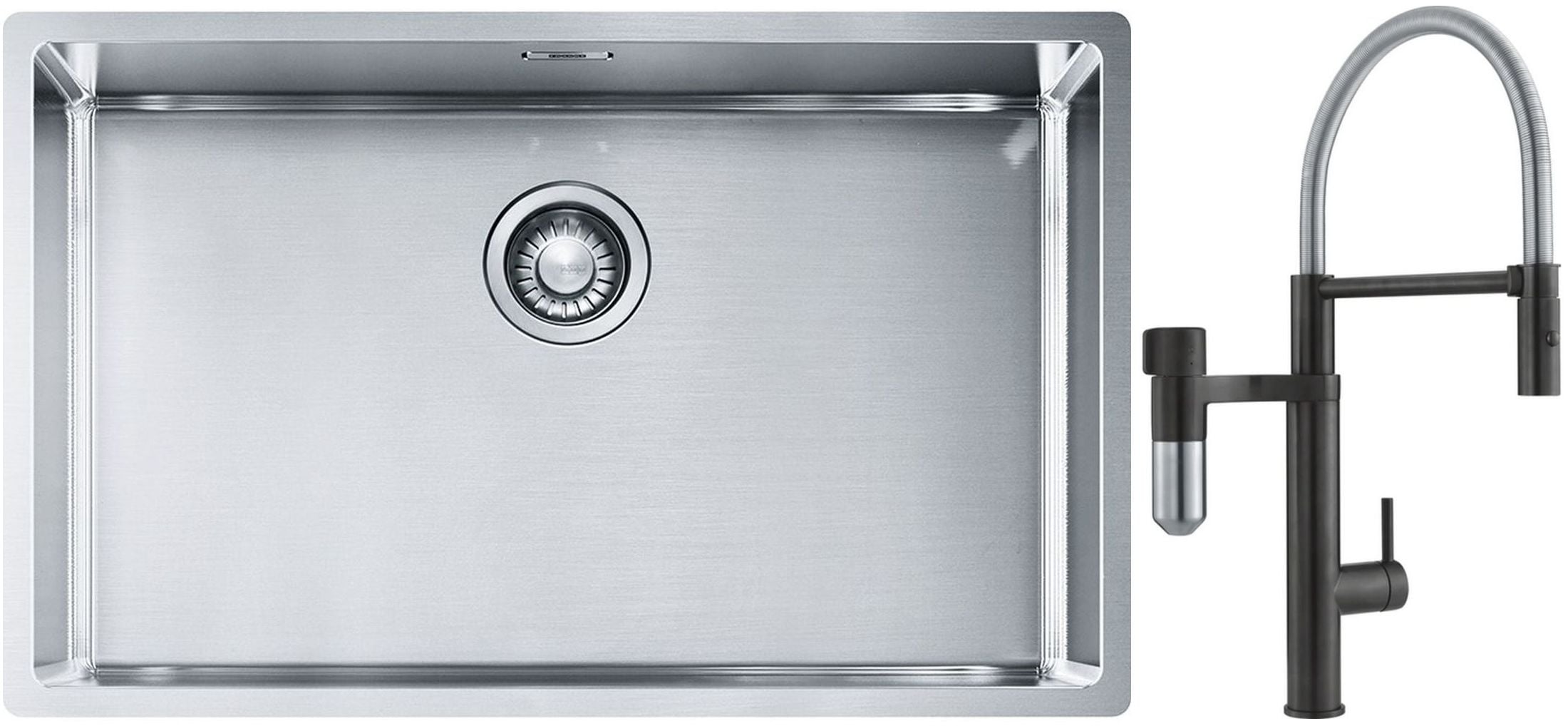Készlet konyhai csaptelep Franke Vital Semi-Pro 120.0621.313, acél mosogató Franke Box 127.0453.658