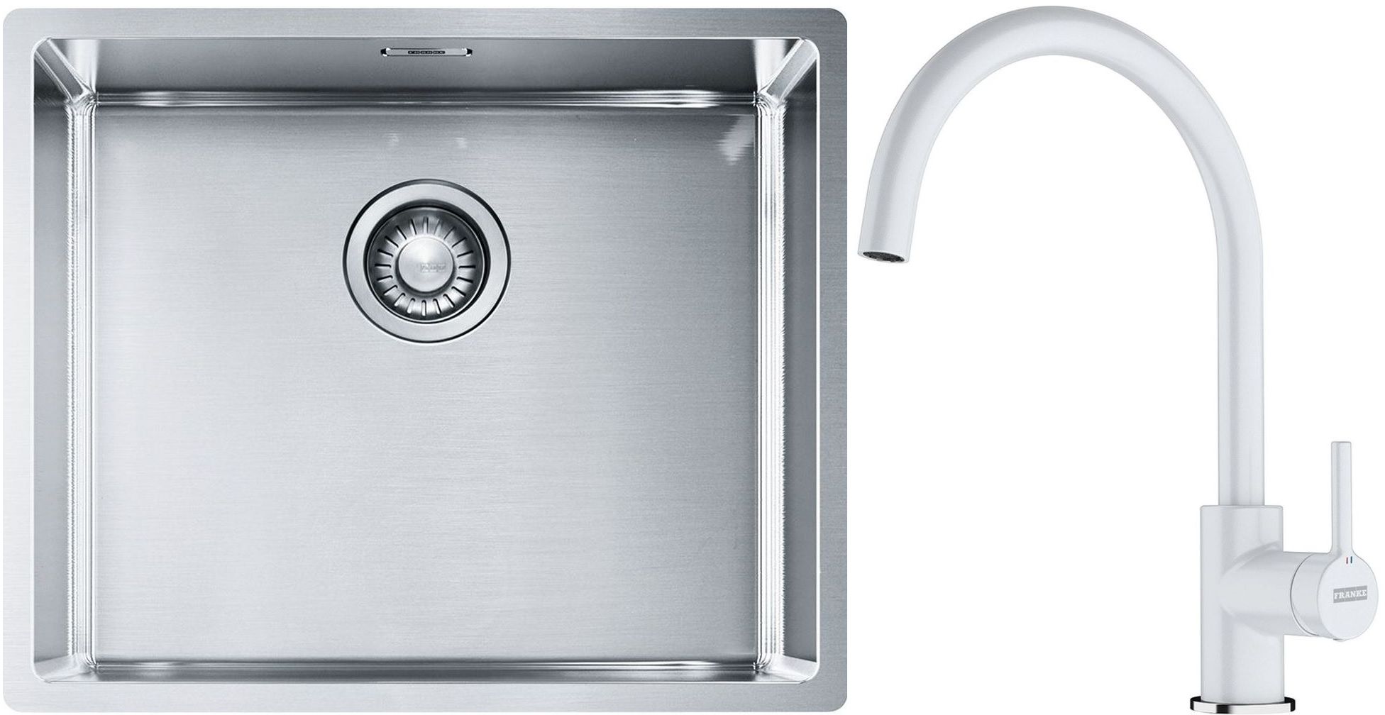 Készlet acél mosogató Franke Box 127.0453.656, konyhai csaptelep Franke Lina 115.0626.024