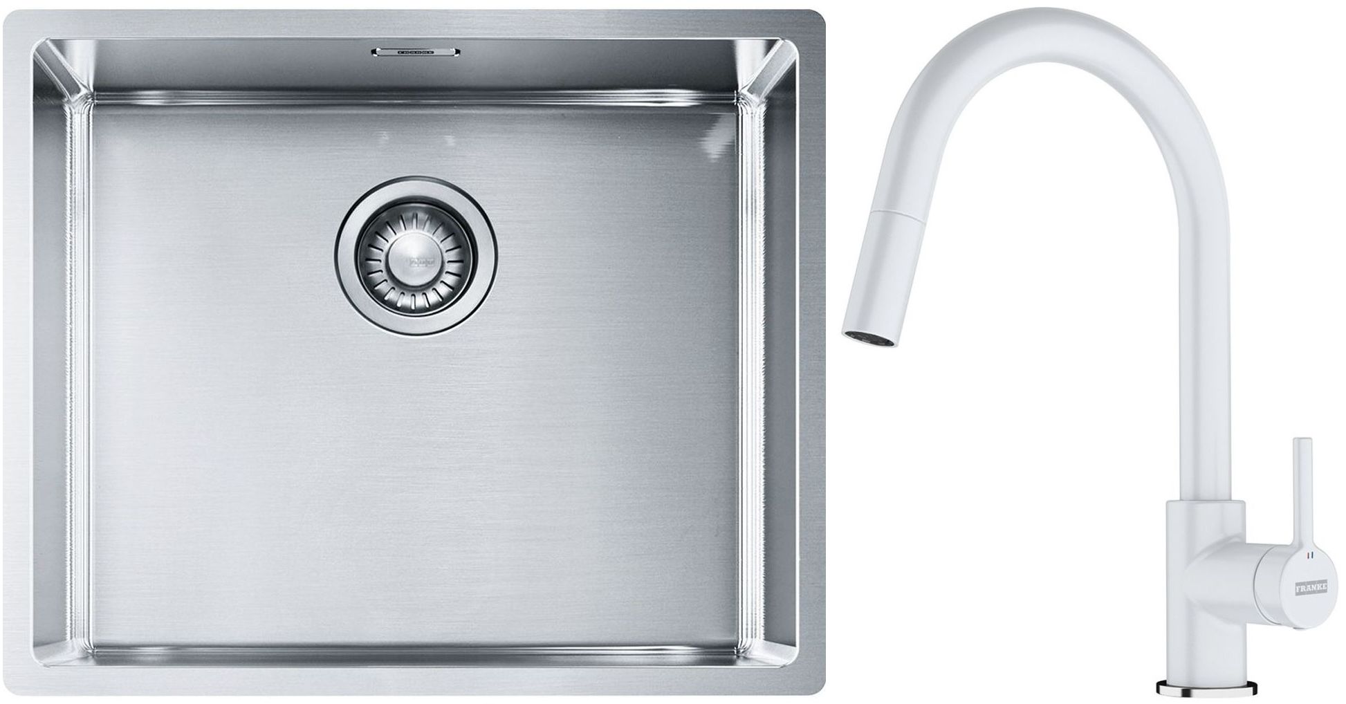 Készlet acél mosogató Franke Box 127.0453.656, konyhai csaptelep Franke Lina 115.0626.081