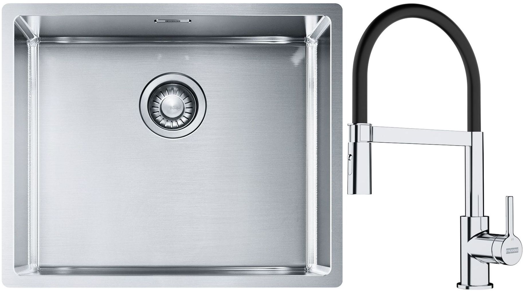 Készlet acél mosogató Franke Box 127.0453.656, konyhai csaptelep Franke Lina 115.0626.085