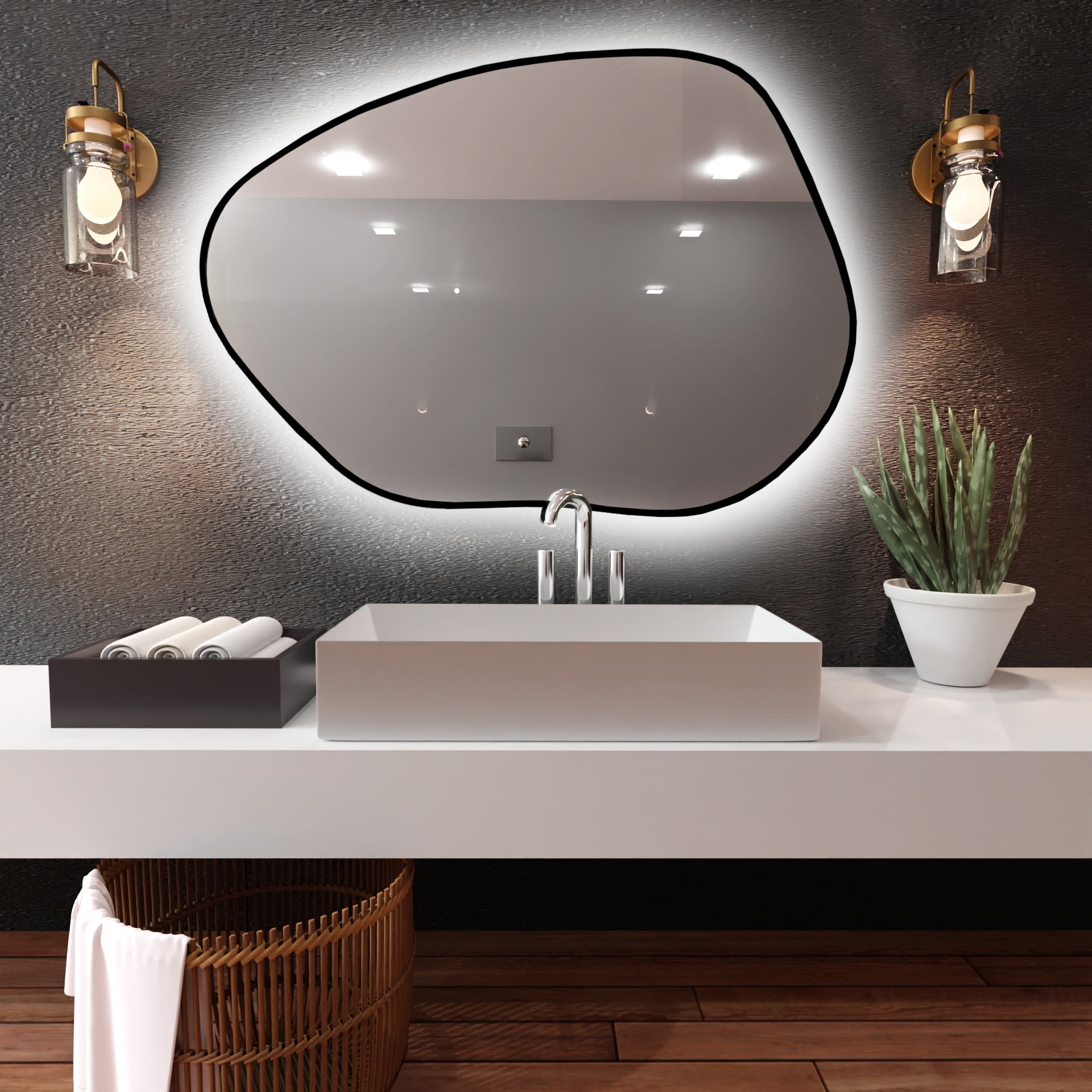 Baltica Design Bright Stain I tükör 70x50 cm világítással fekete 5904107916712