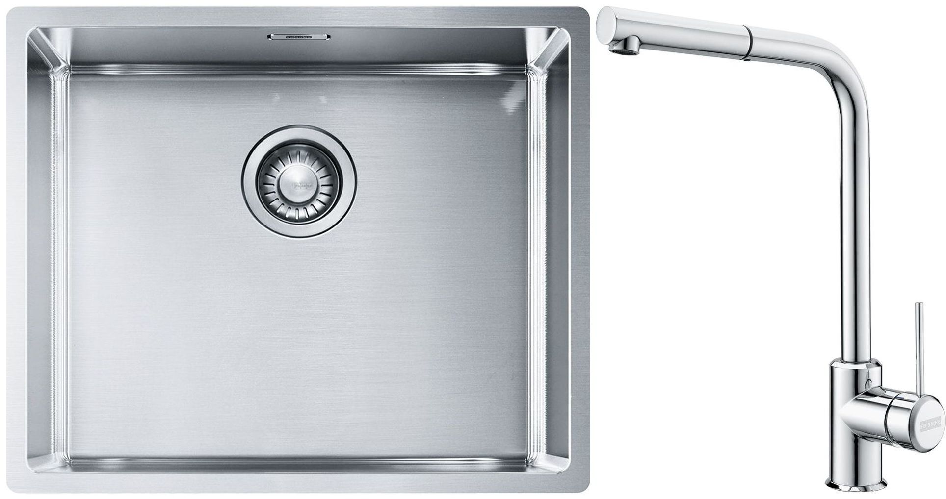 Készlet acél mosogató Franke Box 127.0453.656, konyhai csaptelep Franke Sirius Side 115.0668.280
