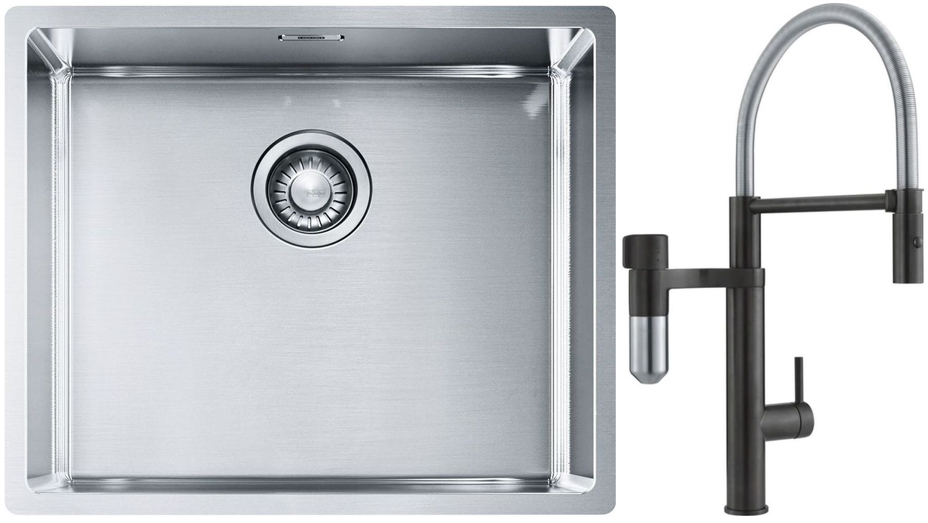 Készlet konyhai csaptelep Franke Vital Semi-Pro 120.0621.313, acél mosogató Franke Box 127.0453.656