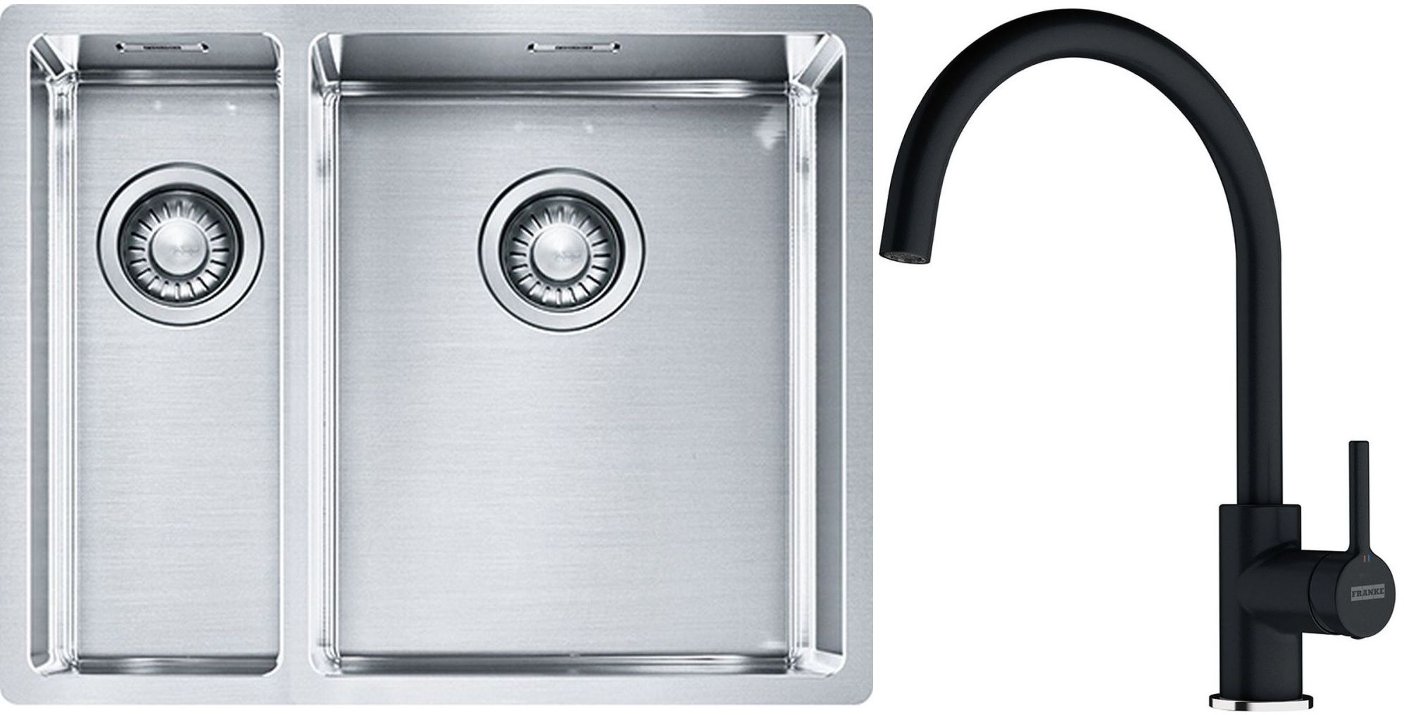 Készlet acél mosogató Franke Box 127.0369.916, konyhai csaptelep Franke Lina 115.0626.020