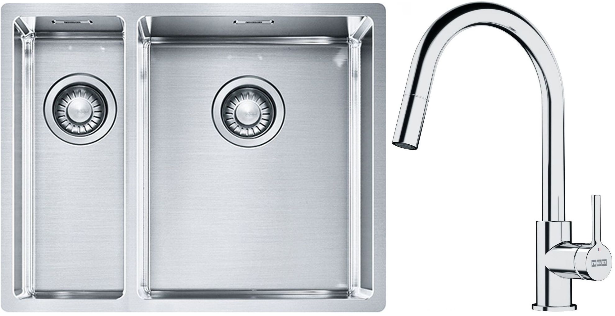 Készlet acél mosogató Franke Box 127.0369.916, konyhai csaptelep Franke Lina 115.0693.229