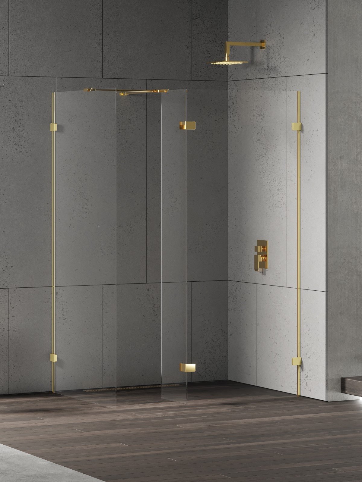 New Trendy Eventa Gold Shine zuhanykabin fal walk-in 80 cm arany fényes/átlátszó üveg EXK-4886