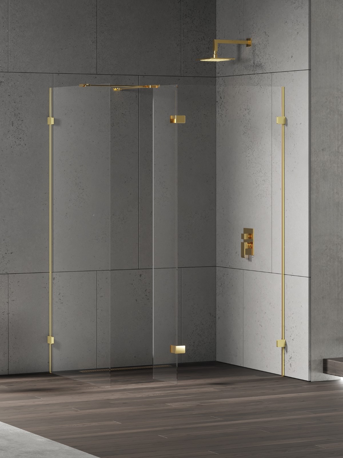 New Trendy Eventa Gold Shine zuhanykabin fal walk-in 110 cm arany fényes/átlátszó üveg EXK-4889