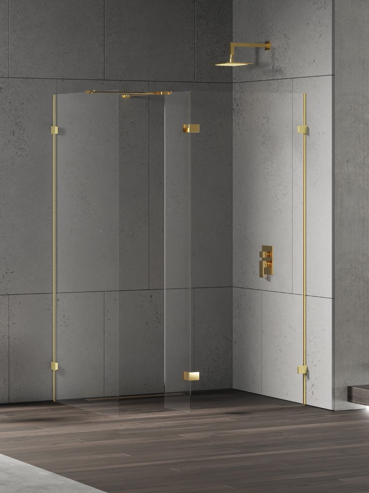 New Trendy Eventa Gold Shine zuhanykabin fal walk-in 140 cm arany fényes/átlátszó üveg EXK-4869