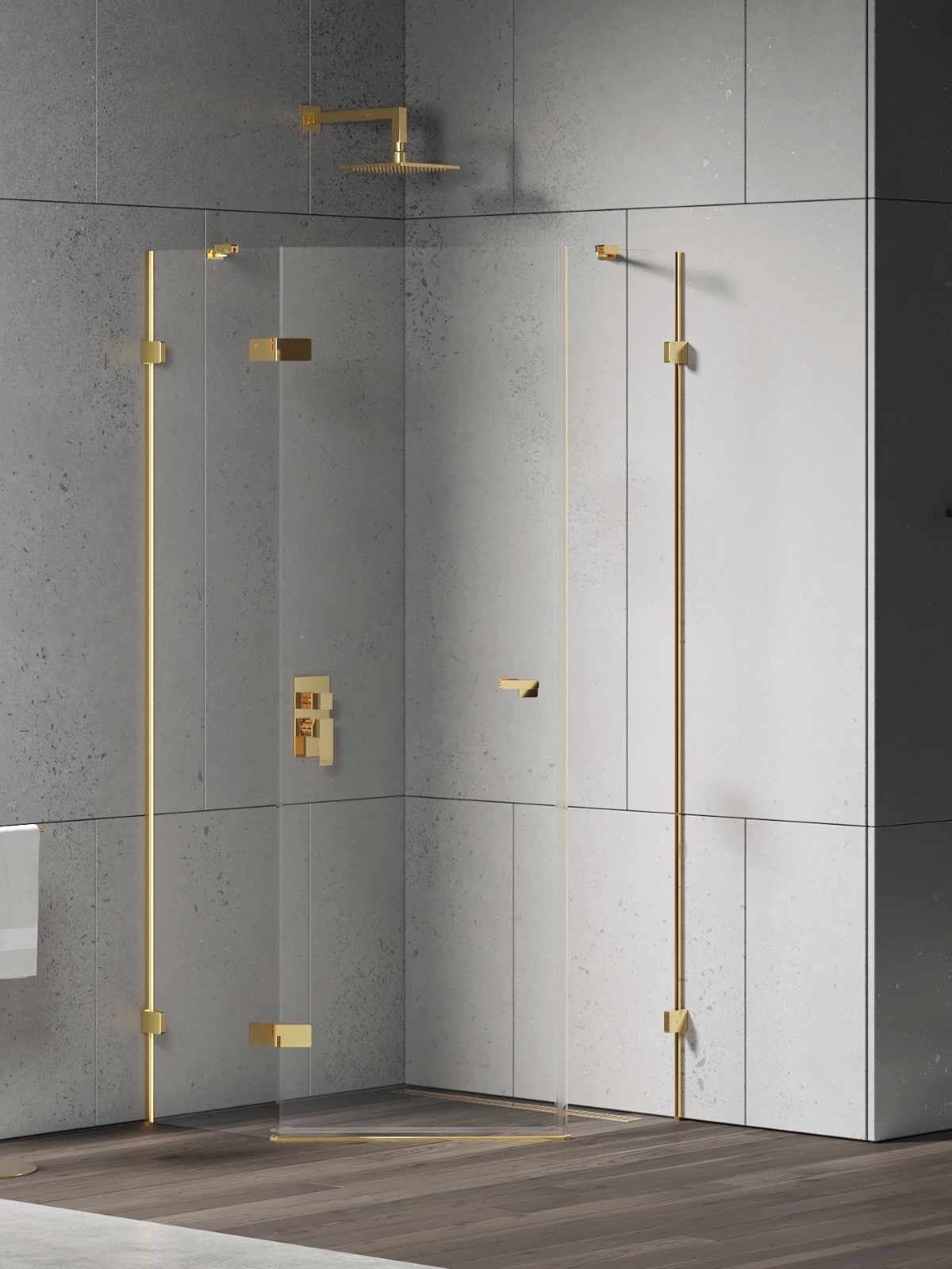 New Trendy Eventa Gold Shine zuhanykabin 90x90 cm arany fényes/átlátszó üveg EXK-4834