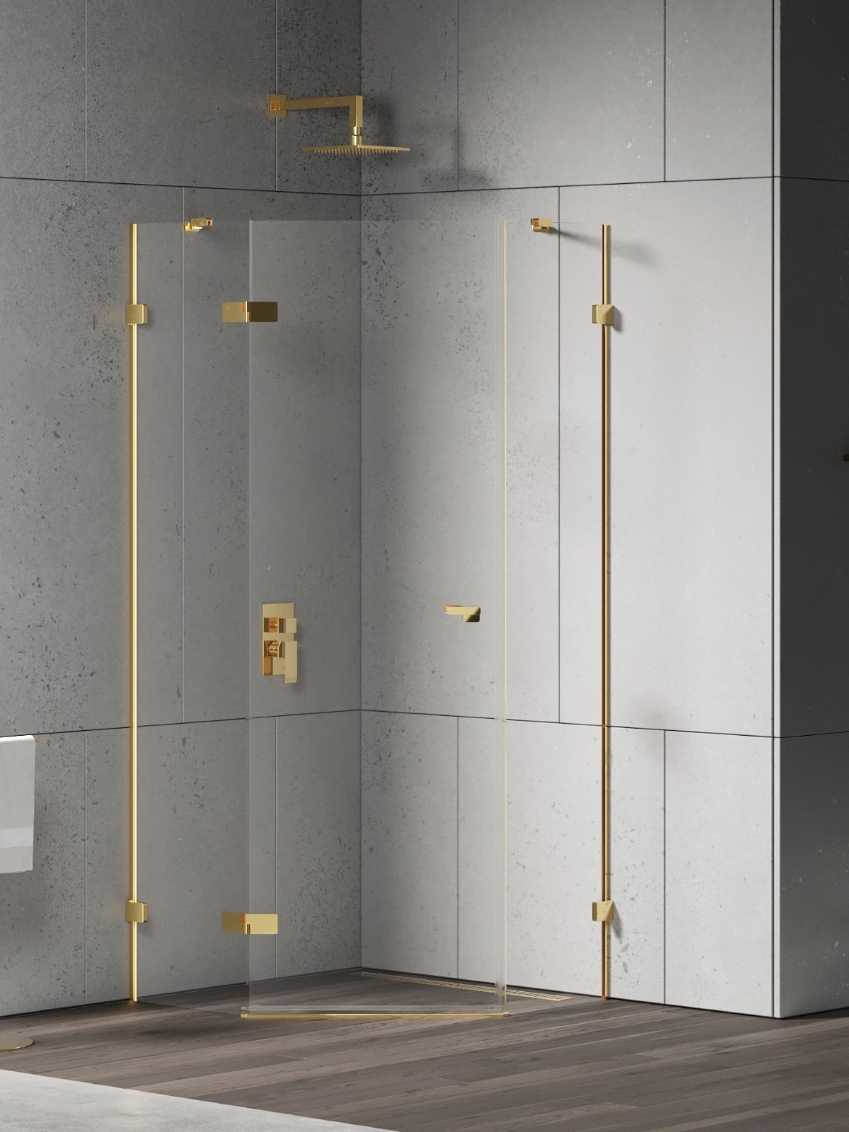 New Trendy Eventa Gold Shine zuhanykabin 90x90 cm arany fényes/átlátszó üveg EXK-4835