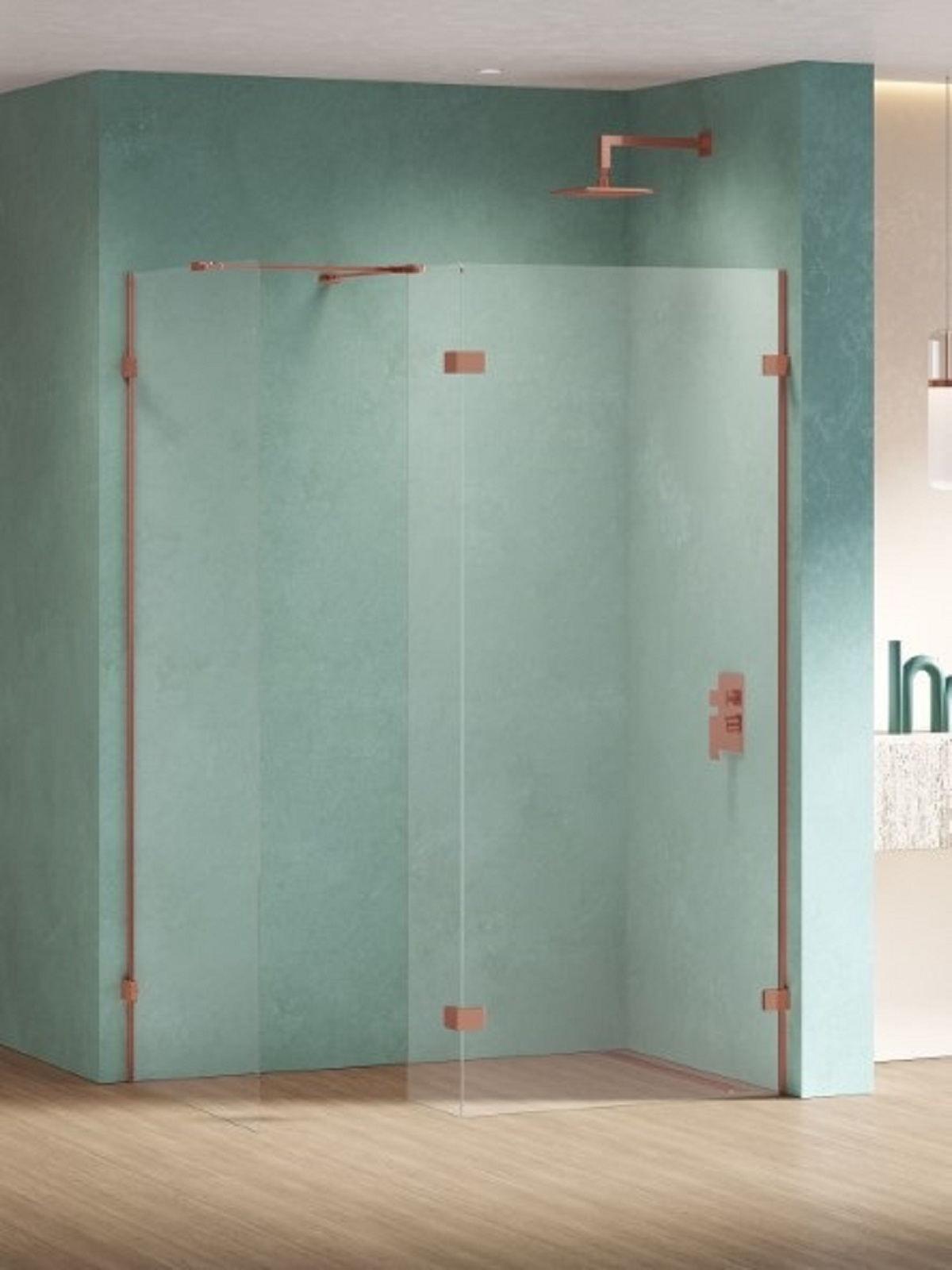 New Trendy Eventa Copper Shine zuhanykabin fal walk-in 70 cm réz fényes/átlátszó üveg EXK-6545