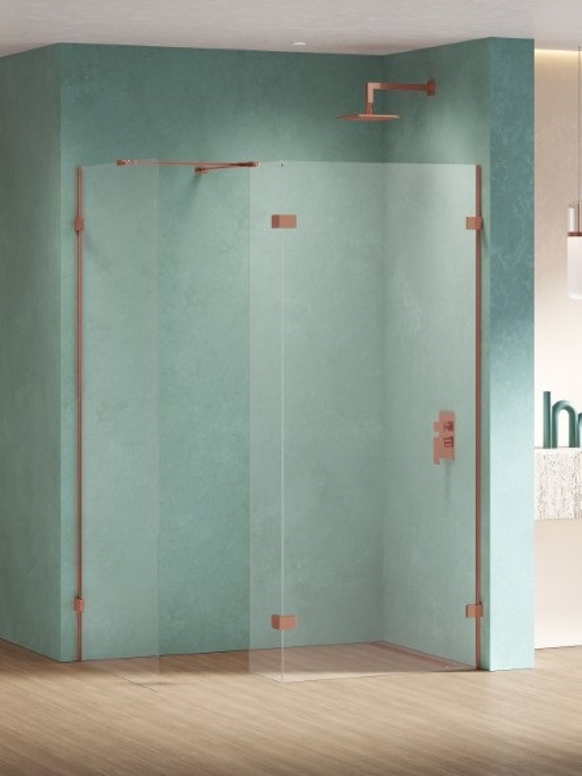 New Trendy Eventa Copper Shine zuhanykabin fal walk-in 23 cm réz fényes/átlátszó üveg EXK-6559
