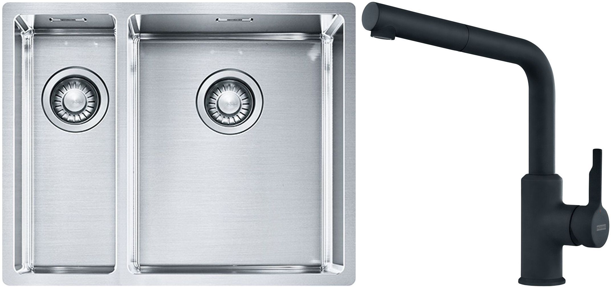 Készlet acél mosogató Franke Box 127.0369.916, konyhai csaptelep Franke Urban 115.0627.523