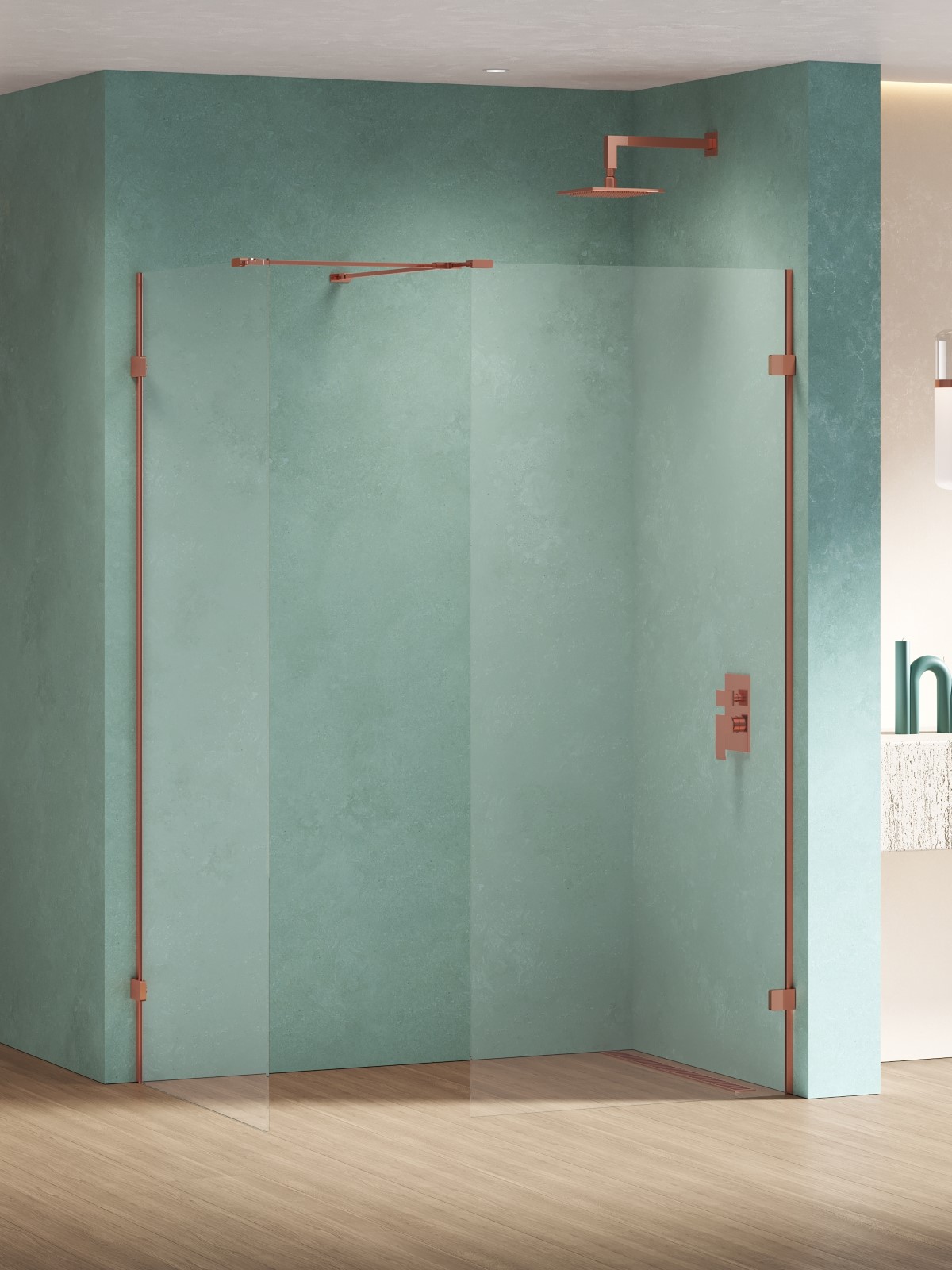 New Trendy Eventa Copper Shine walk-in zuhanykabin 120x80 cm réz fényes/átlátszó üveg EXK-6562